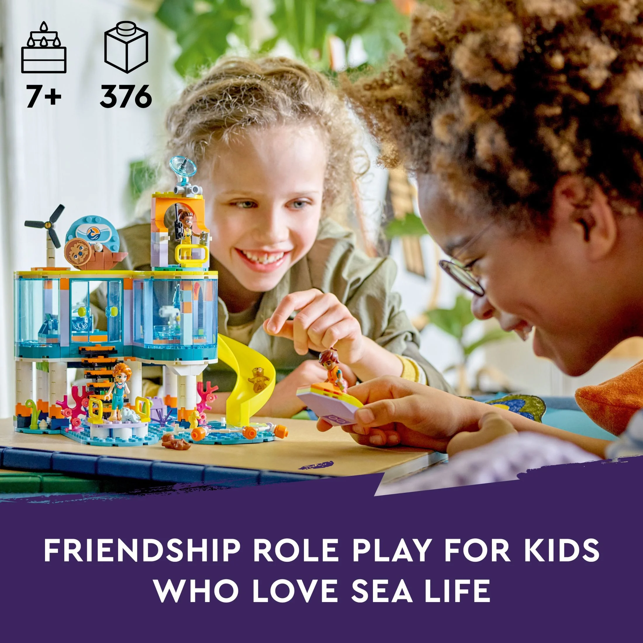 LEGO Friends Sea Rescue Center 41736 Building Toy for Ages 7+, with 3 Mini-Dolls, 2 Otters, a Seahorse, Turtle and Water Scooter, a Great Birthday Gift for Pretend Ocean Rescue Play