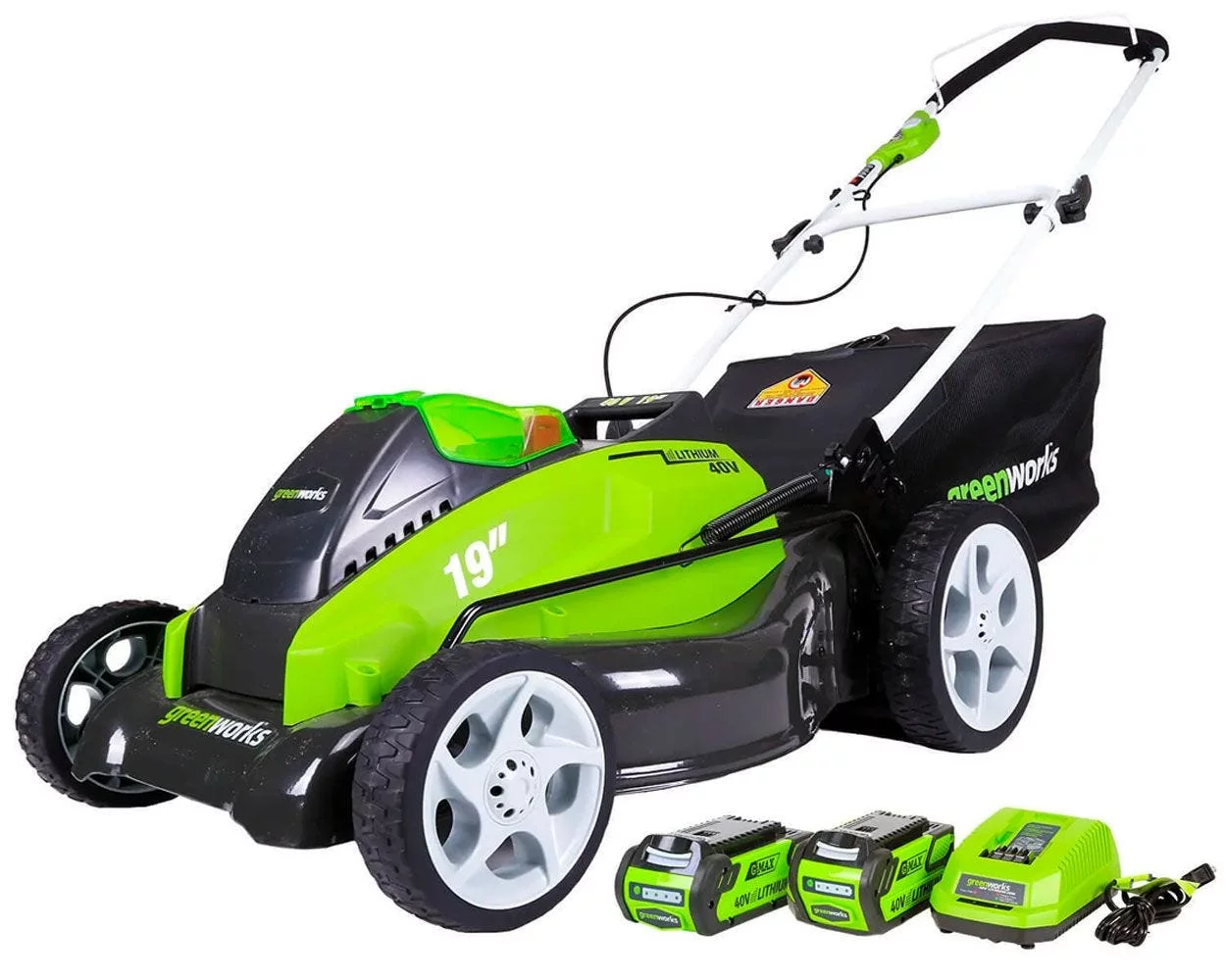 Greenworks 40V 19″ Brushless Walk-Behind Lawn Mower with 4.0 Ah Battery & Charger 2524902