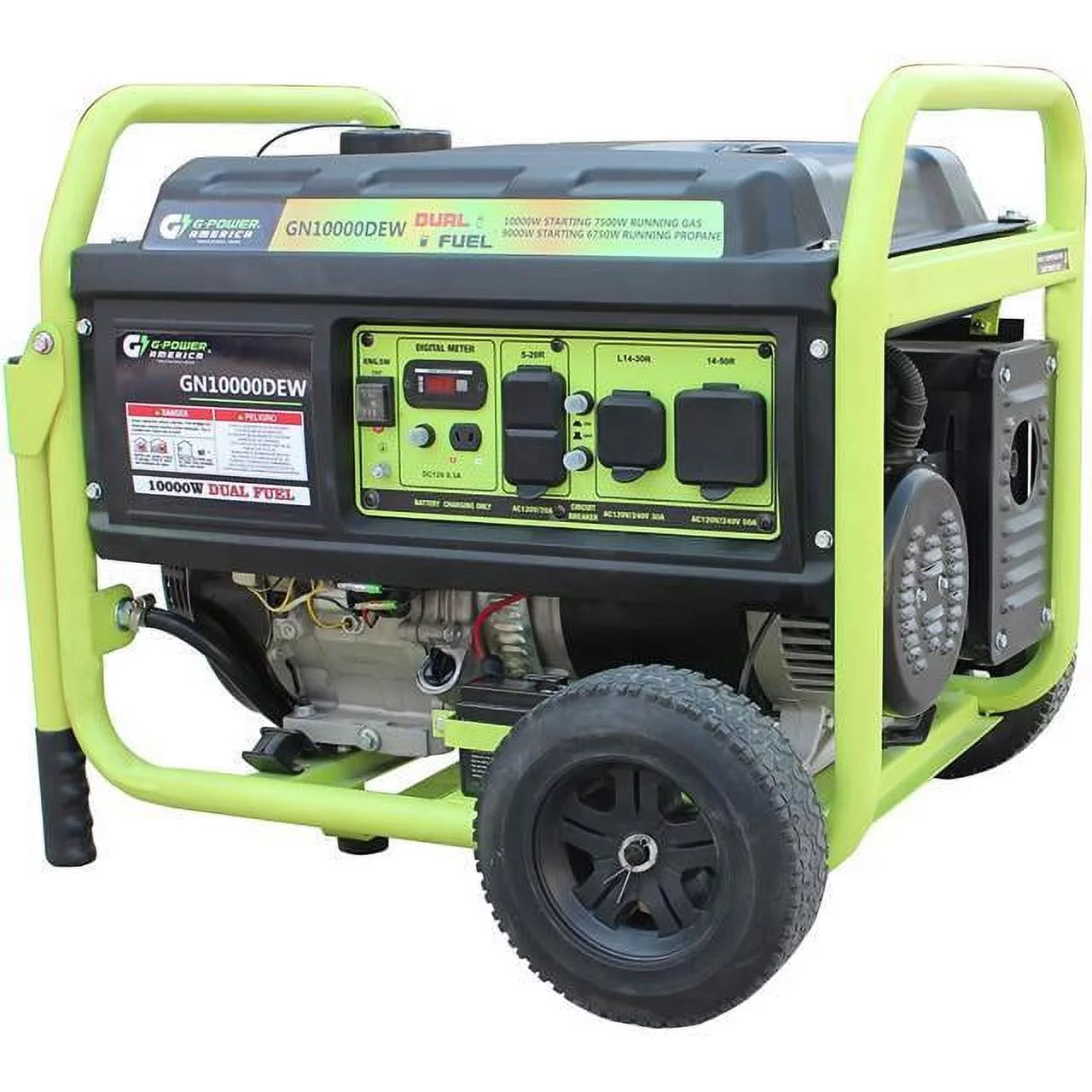 Green-Power America Pro Series 10000/7500-Watt Electrical Start Dual Fuel Portable Generator w/420cc 15HP Professional Engine, Battery Included