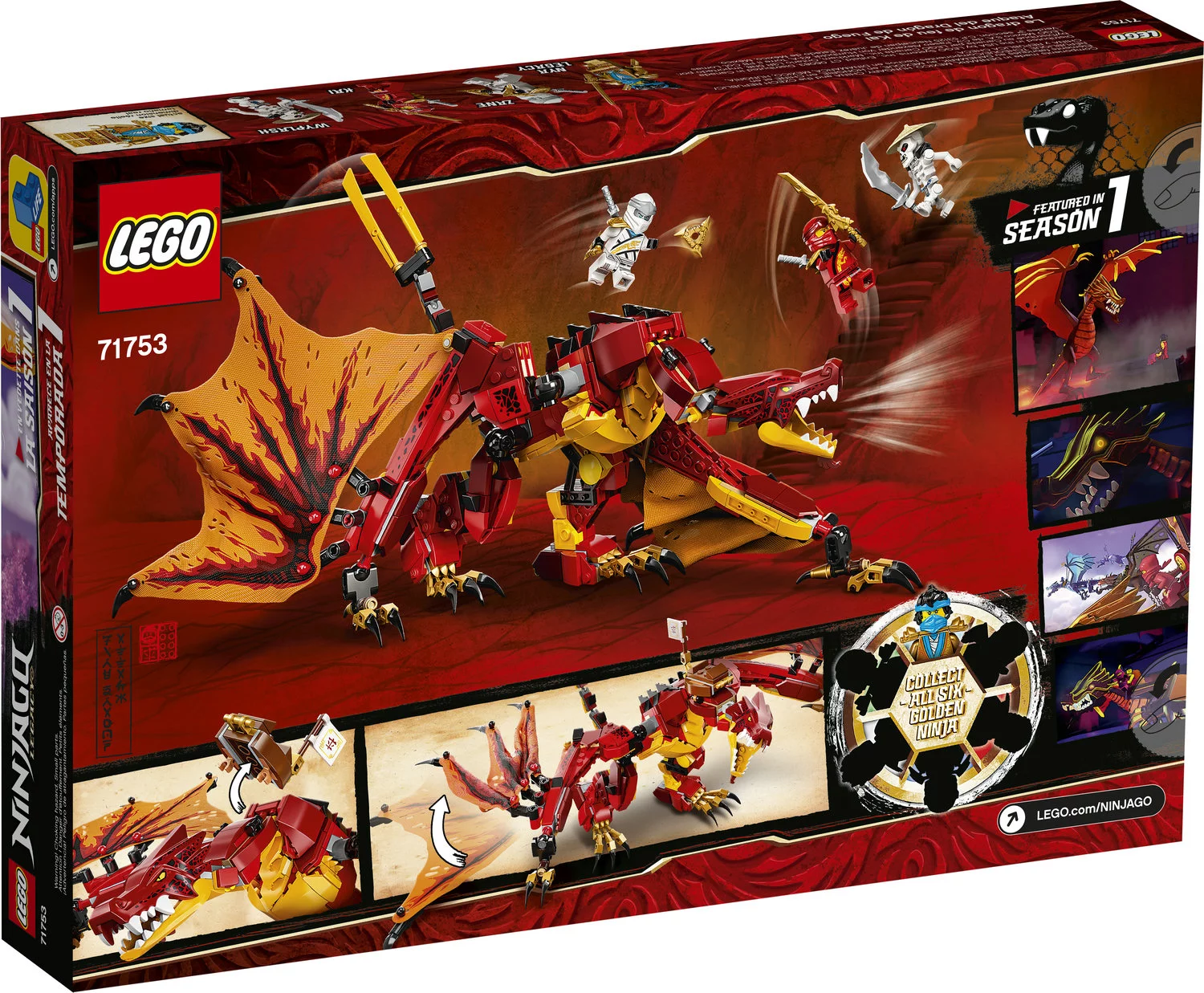 LEGO NINJAGO Legacy Fire Dragon Attack 71753 Ninja Building Toy (563 Pieces)