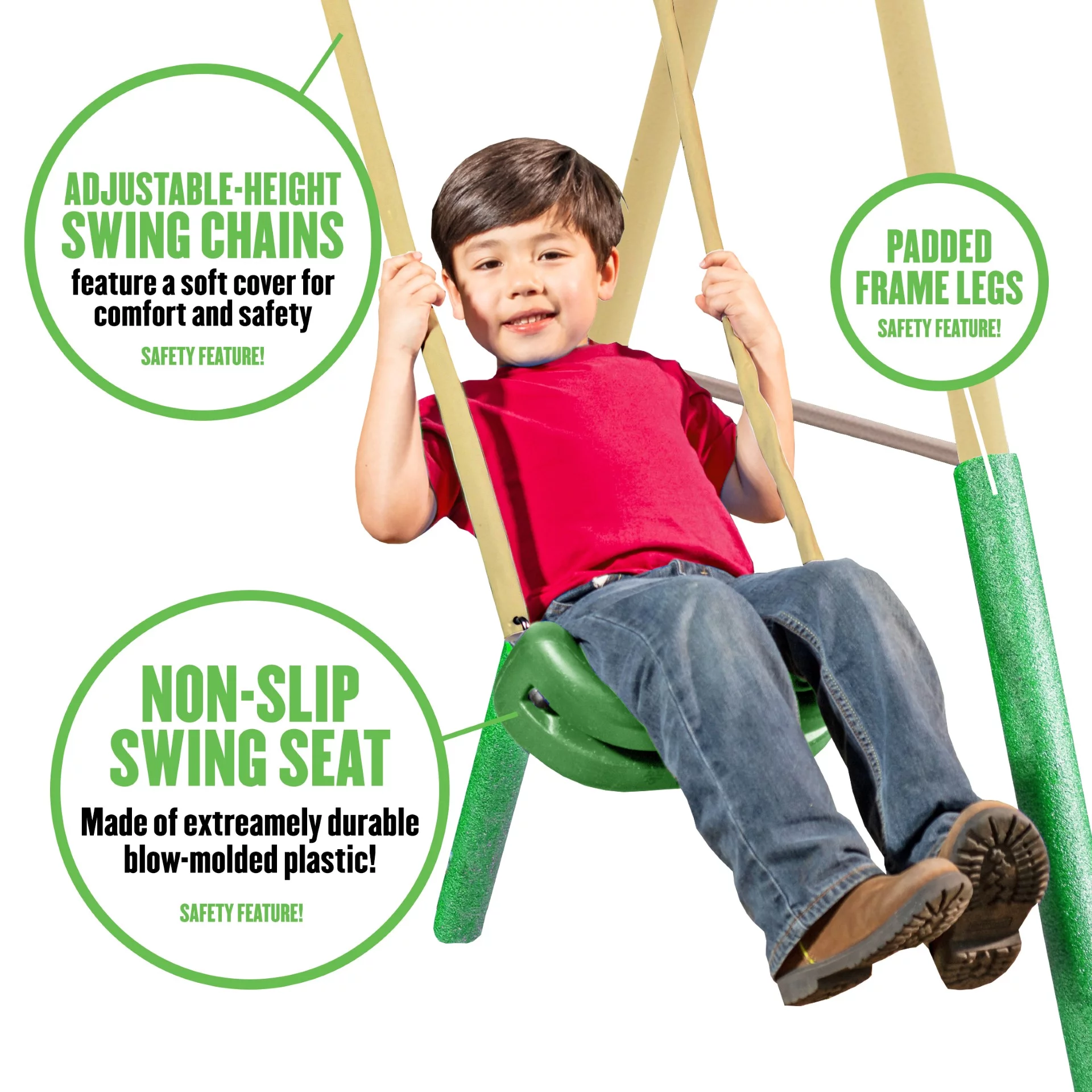 XDP Recreation Central Park Metal Swing Set with 2 Swing Seats, Trapeze Bar, Fun Glider for 2, & Wave Slide