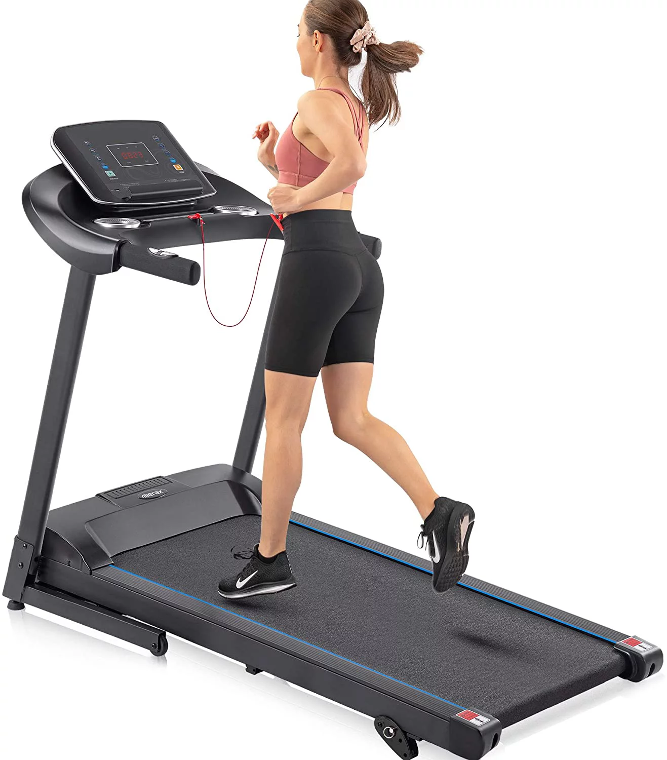 3.5HP Folding Electric Motorized Treadmill with 330lb Weight Capacity Running Walking Jogging Machine 12 Preset Programs and Incline 10MPH Fitness Treadmill for Home Offuce Gym ,Black