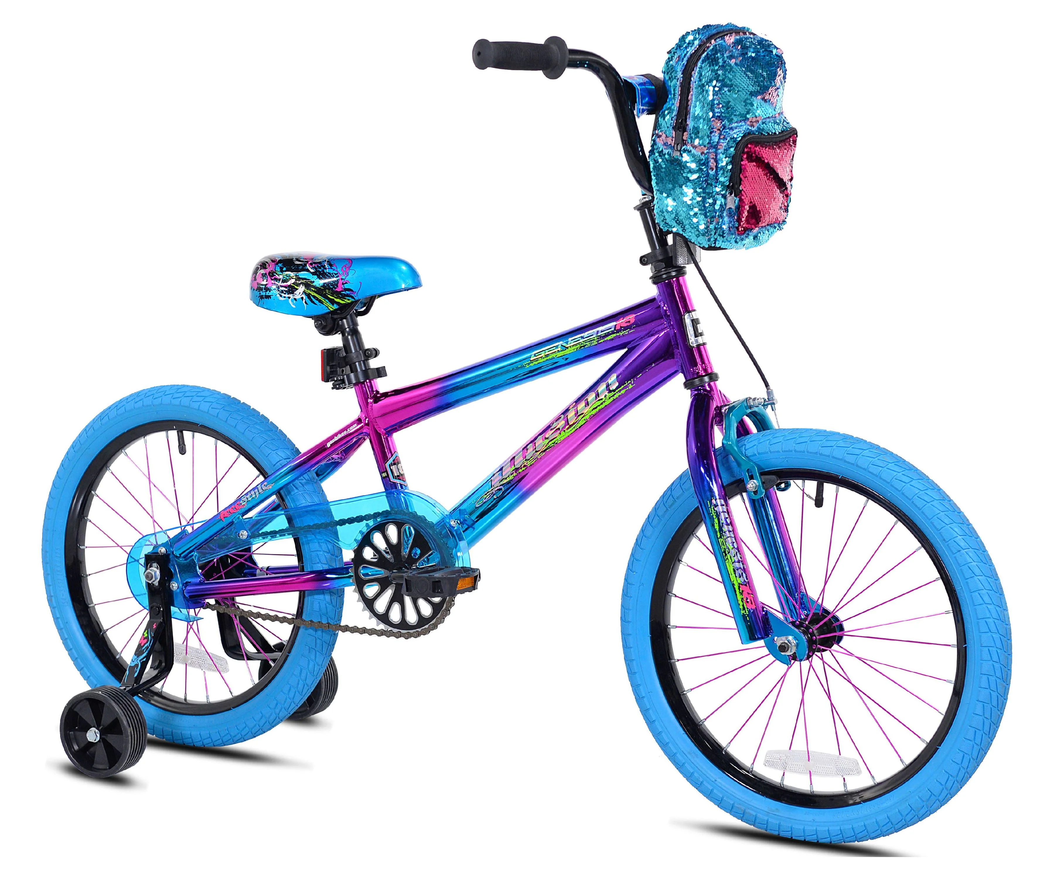 Genesis 18″ Illusion Girl’s Child Bike, Blue/Purple