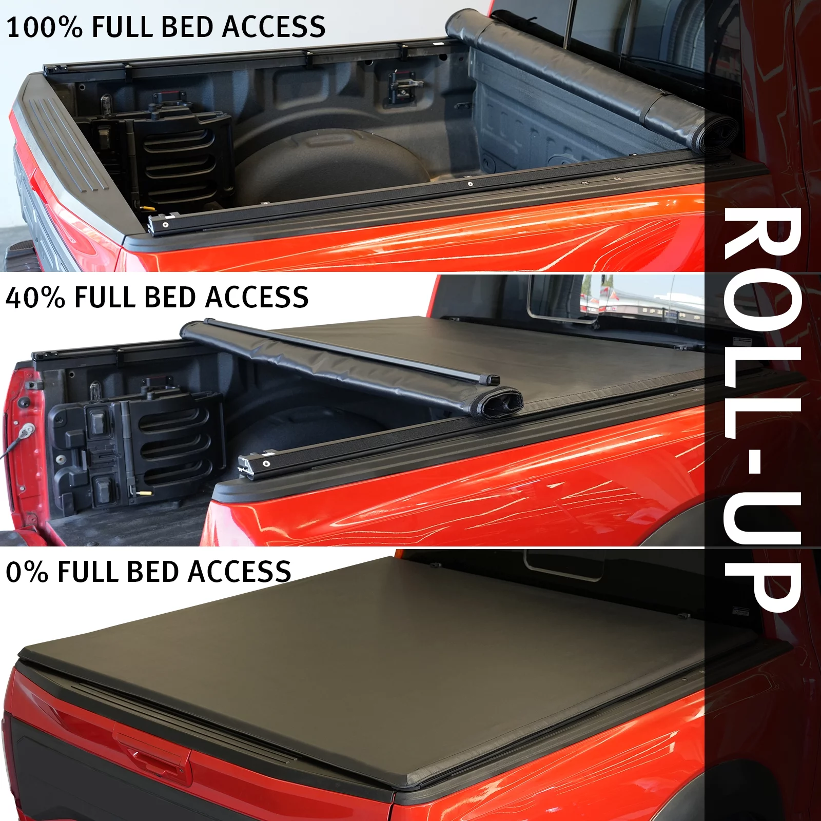 XTWEEX Soft Roll Up Truck Bed Tonneau Cover Fits 2016-2023 Toyota Tacoma SR5 Fleetside/Styleside 5 ft Bed