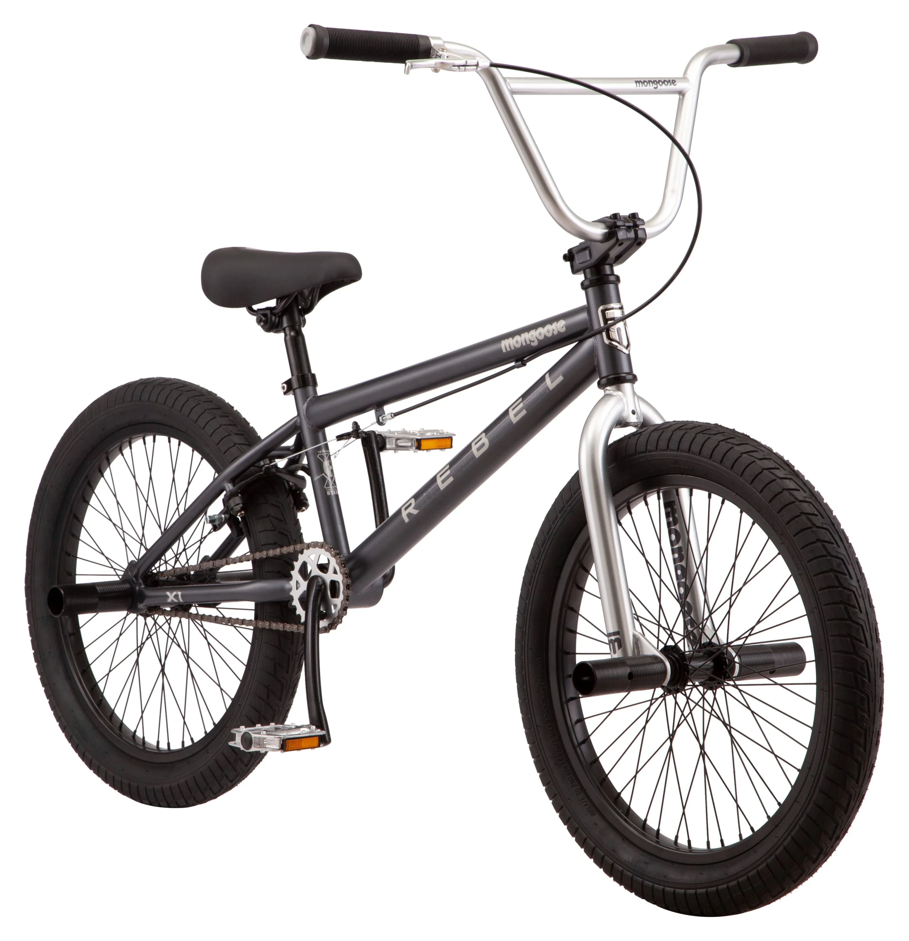 Mongoose Rebel X1 BMX Bike, 20in. Wheels, Boys/Girls, Gray