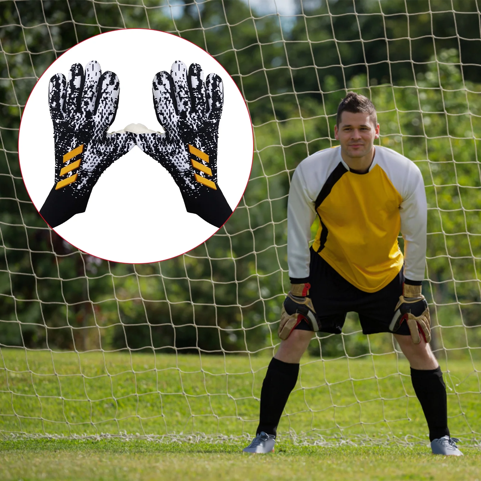 Garhelper Soccer Goalkeeper Gloves For Men And Kids,Non-Skid Thick Latex Gloves For Professional Training