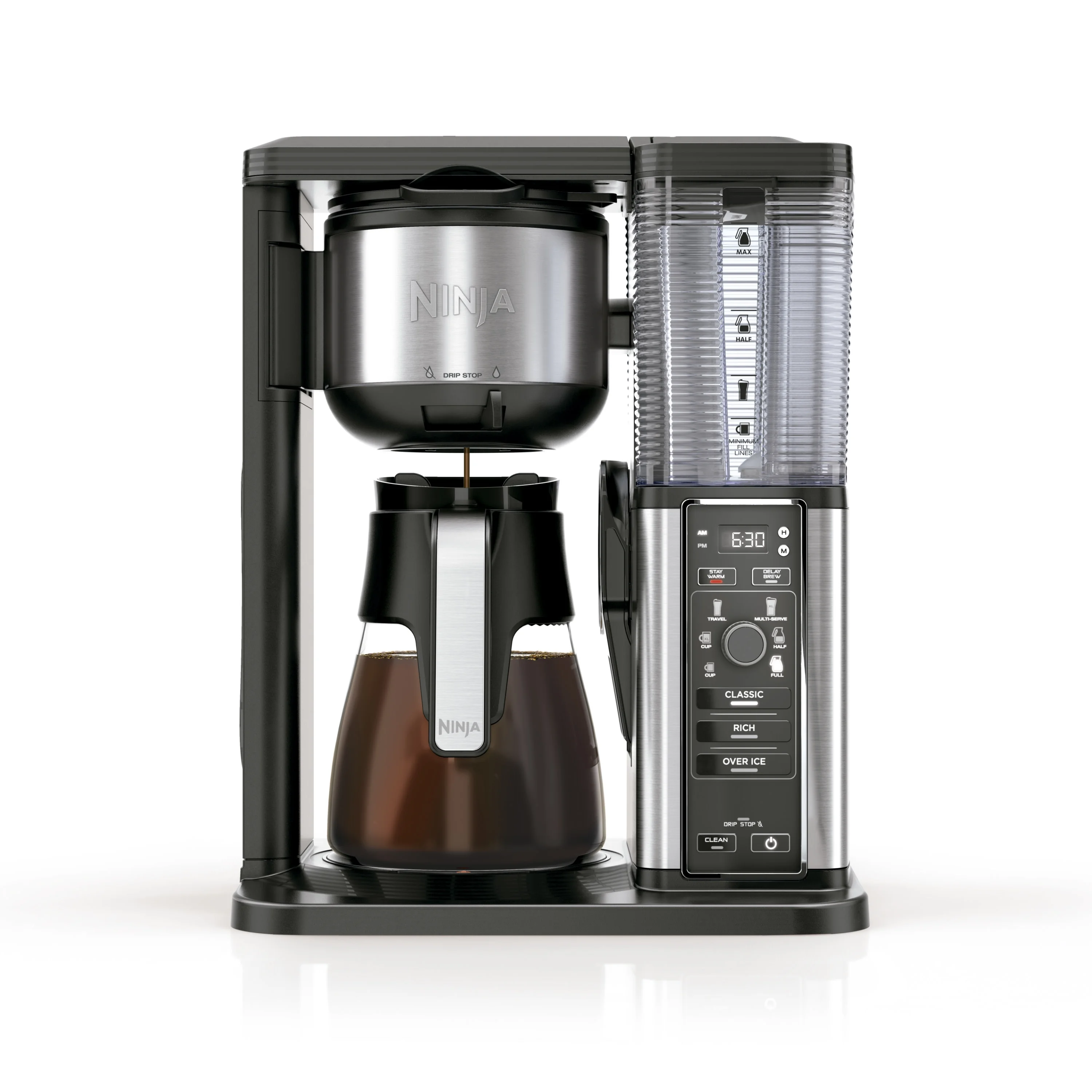 Ninja CM300 Hot & Iced Coffee Maker, Single Serve Coffee Maker, Drip Coffee, Stainless, Glass Carafe