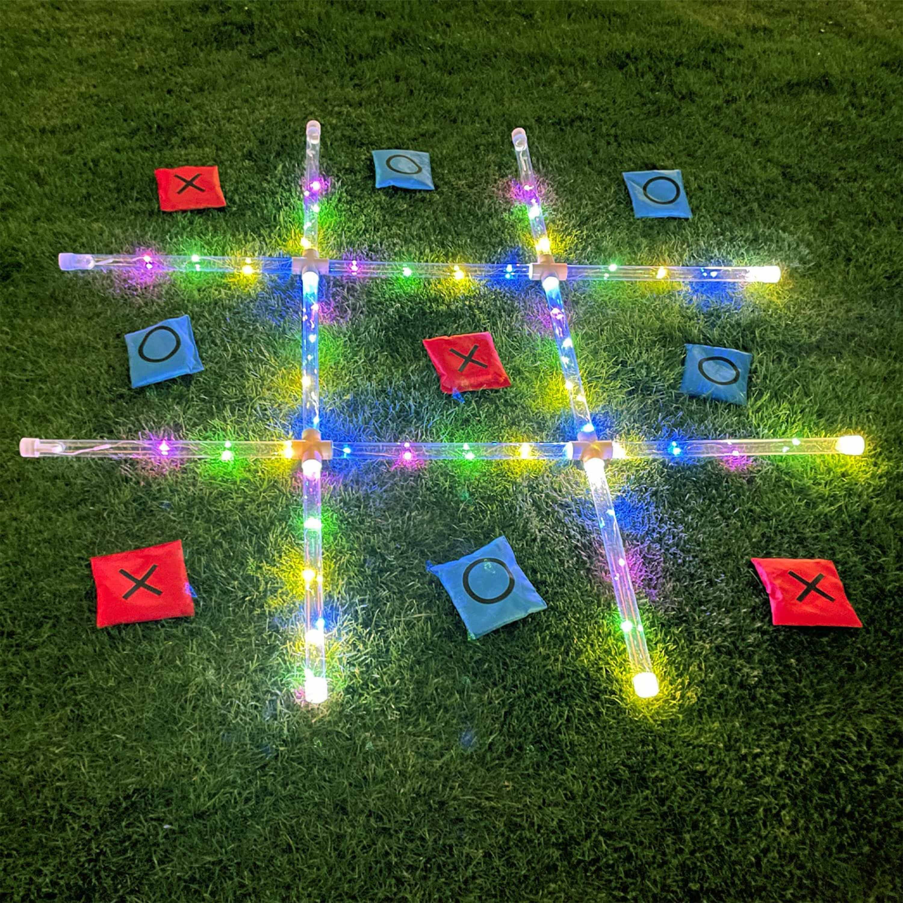 OTTARO Outdoor Games Giant Tic Tac Toe Games, Yard Lawn Toss Games with Light, Glow in Dark Backyard Games for Family Adults and Kids (3ft x 3ft)