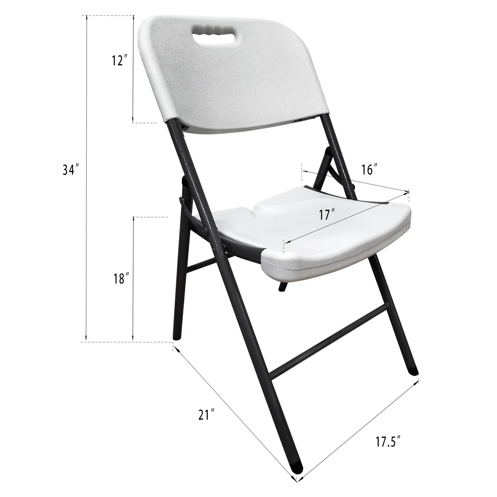 KOW Folding Chairs 4 Pack,Commercial Plastic Folding Chairs 34″H Stackable Seat 450LB Capacity Adult