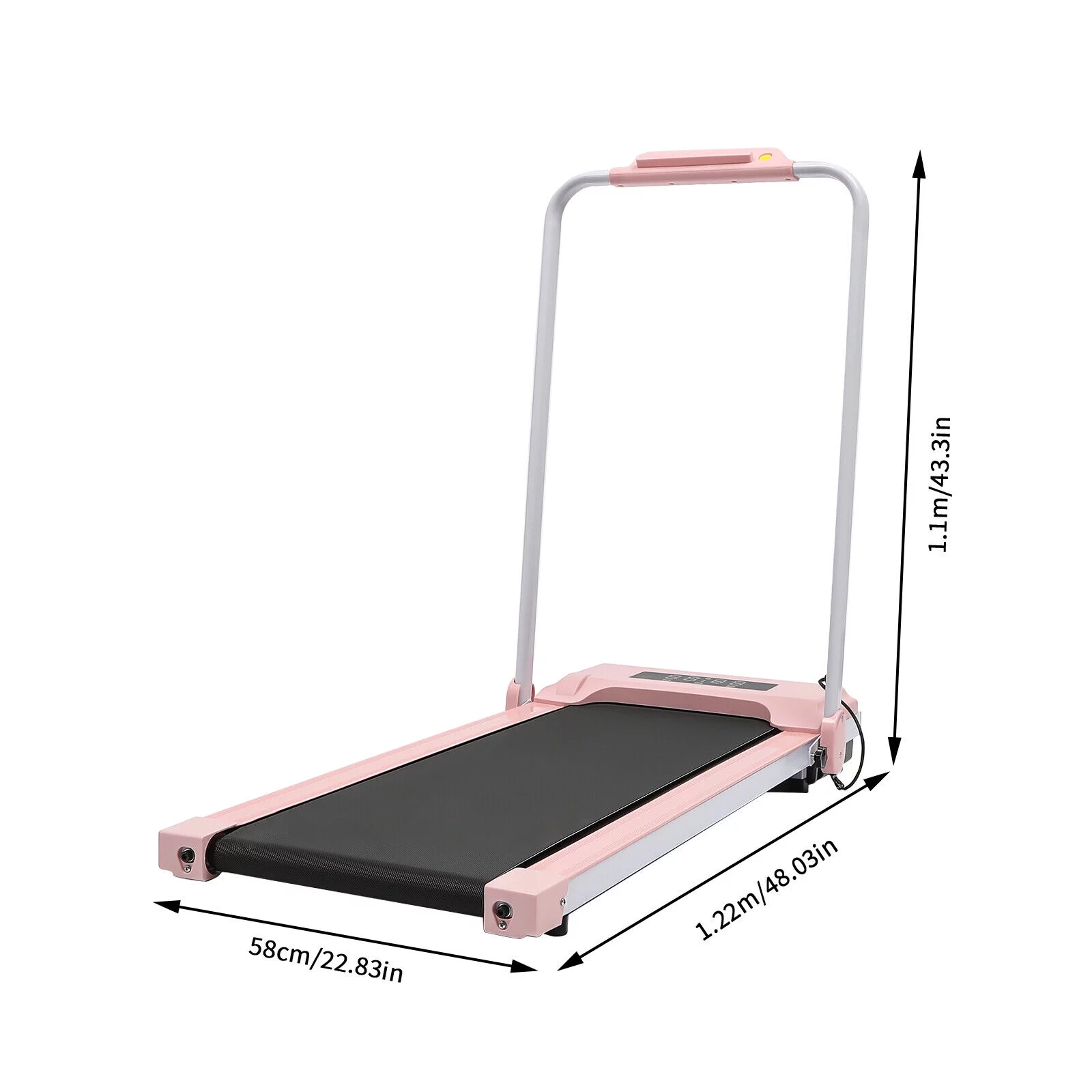 100kg/220.46lbs 500W Folding Treadmill Compact with Remote Control 220lbs Capacity 0.8-10km/h/0.5-6mph forJogging, Brisk Walking, Slow Walking