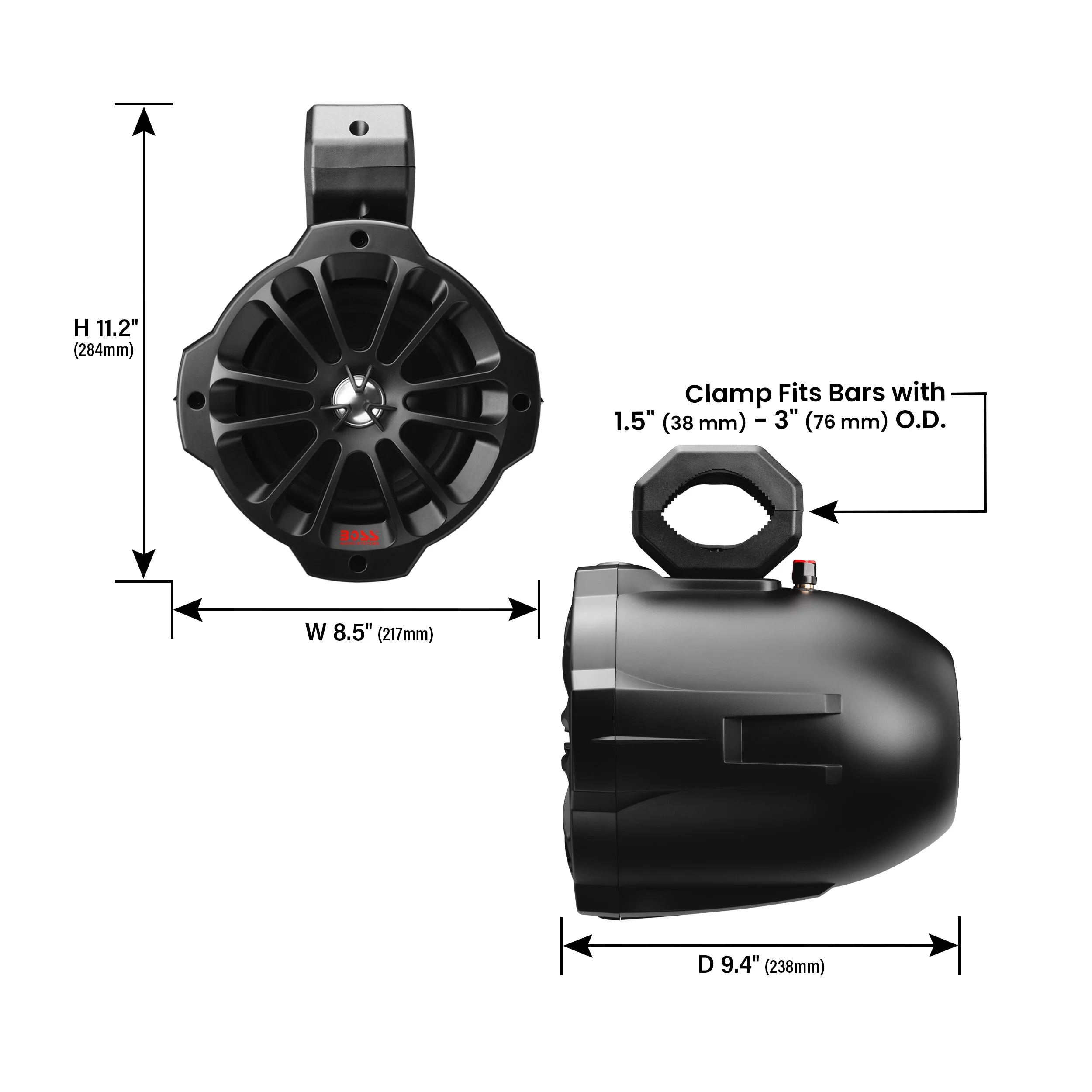 BOSS Audio Systems B62ABT Weatherproof ATV Waketower Bluetooth Speaker System