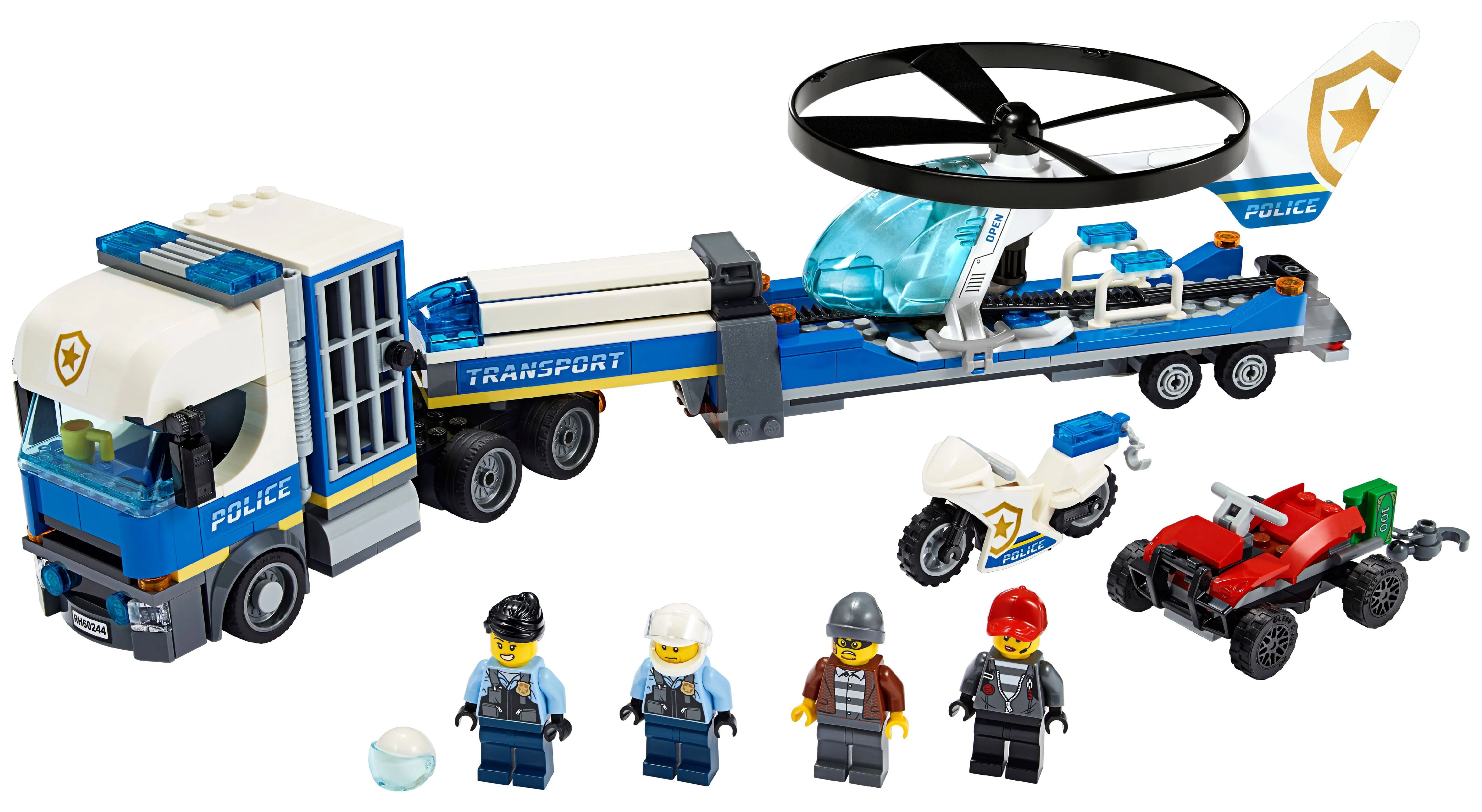 LEGO City Police Helicopter Transport 60244 Building Set for Kids (317 Pieces)