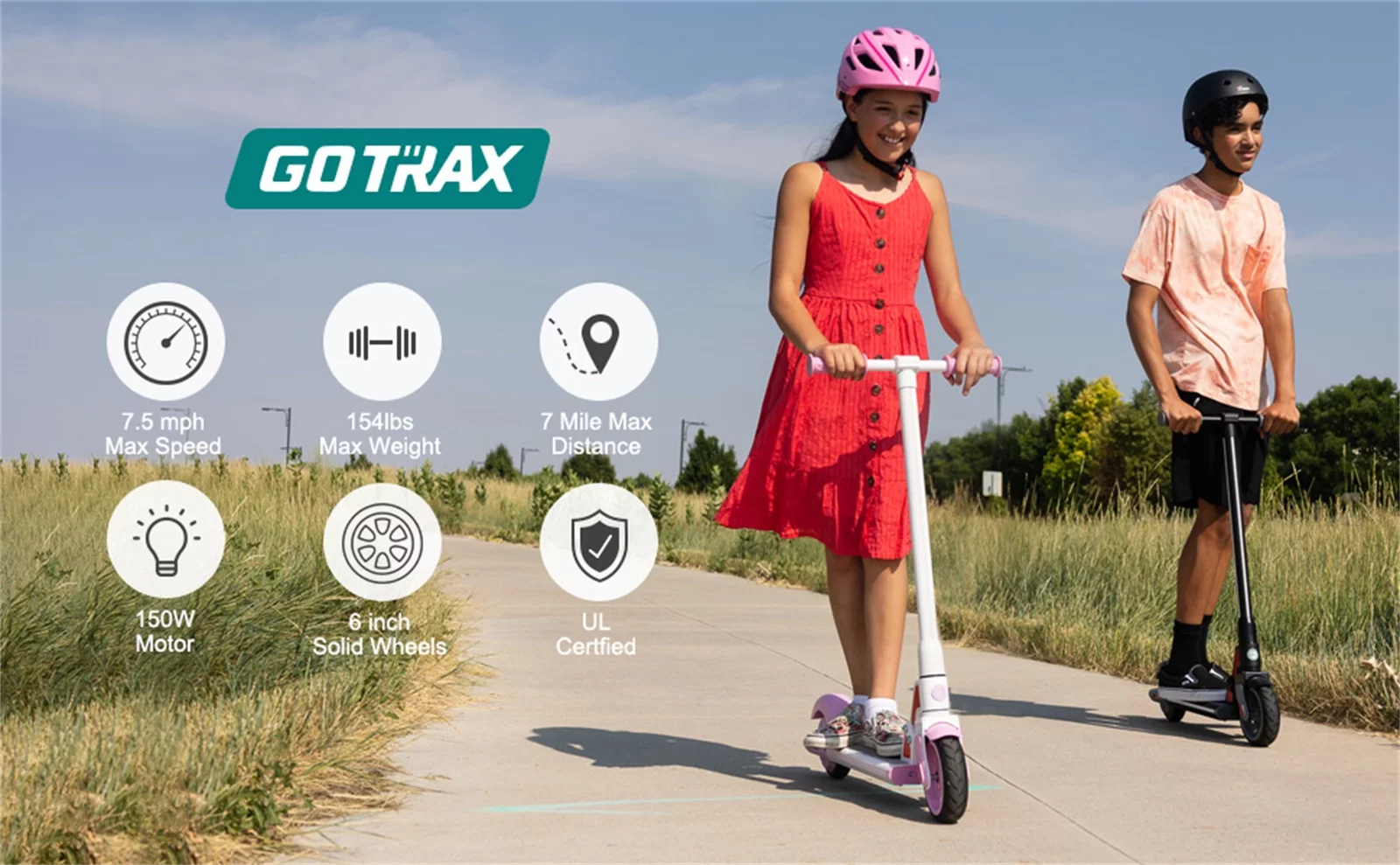 Gotrax GKS Plus Electric Scooter for Kids 6-12, 150 W Motor 6″ Wheels Led Light Kids Electric Scooter, Blue