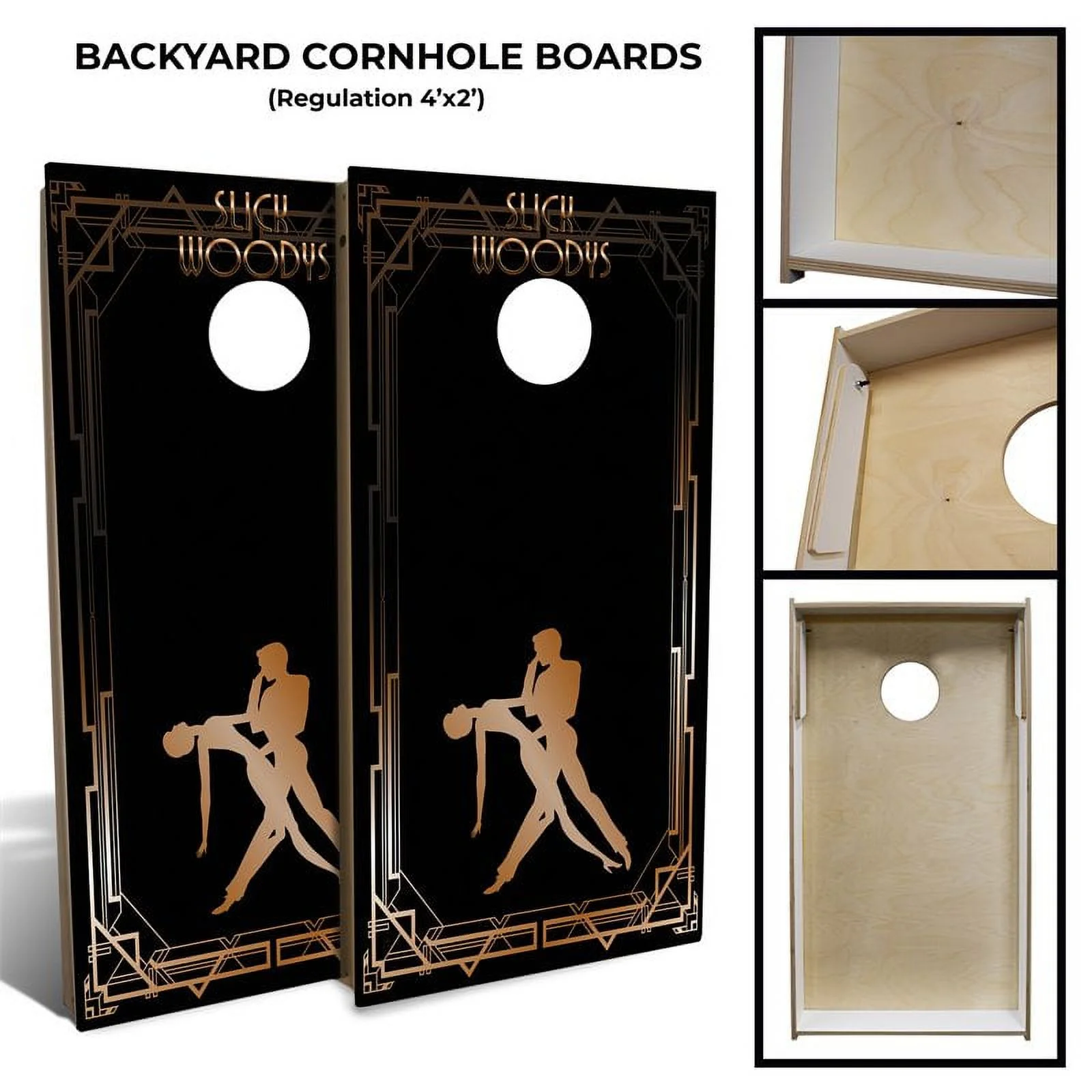 Slick Woody’s 48″ Backyard 20S Dancing Cornhole Board Set with 8 Bags in Black