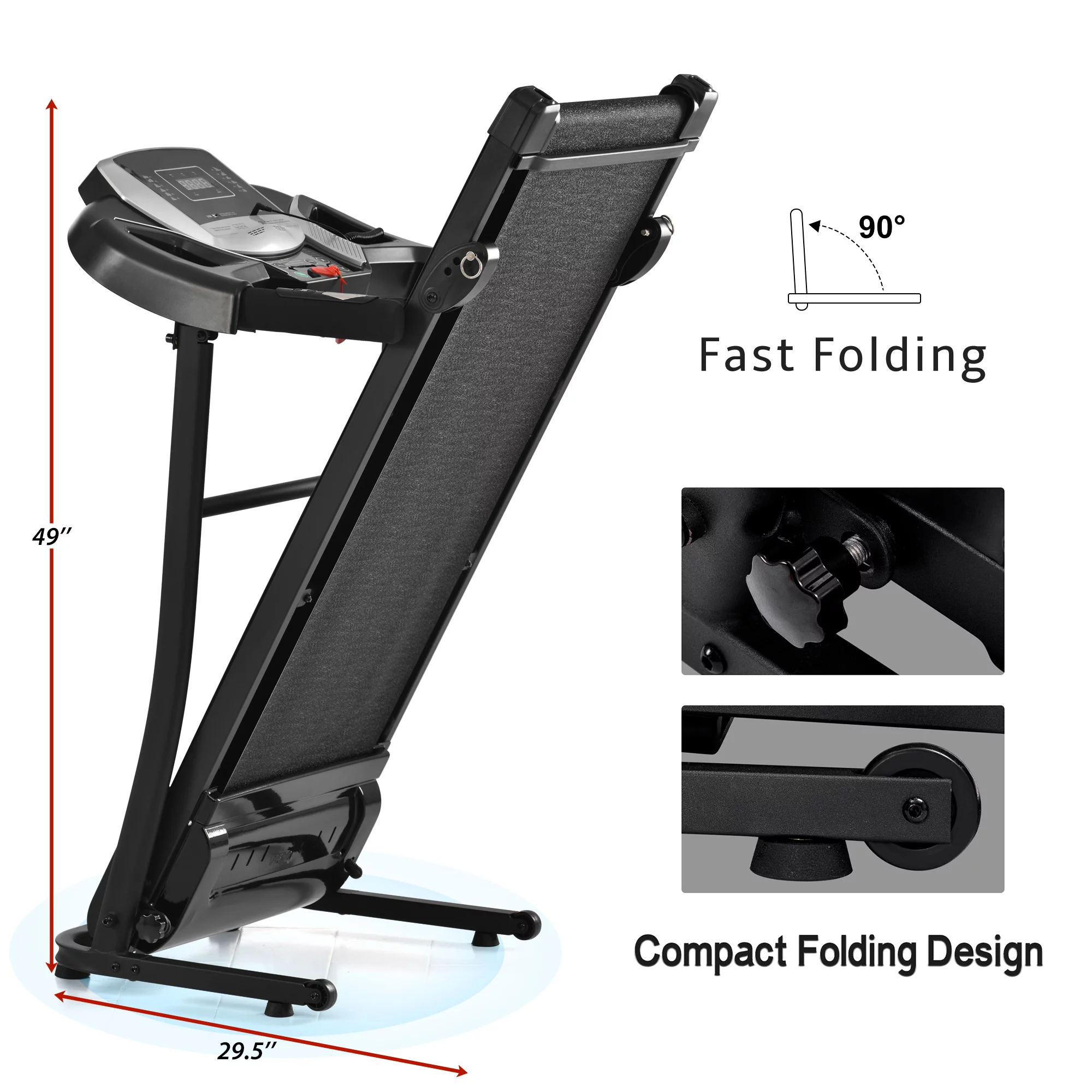 CLEARANCE! Folding Treadmill Electric Running Machine Walking Jogging Machine with 3 Level Incline 12 Preset Programs for Home Gym