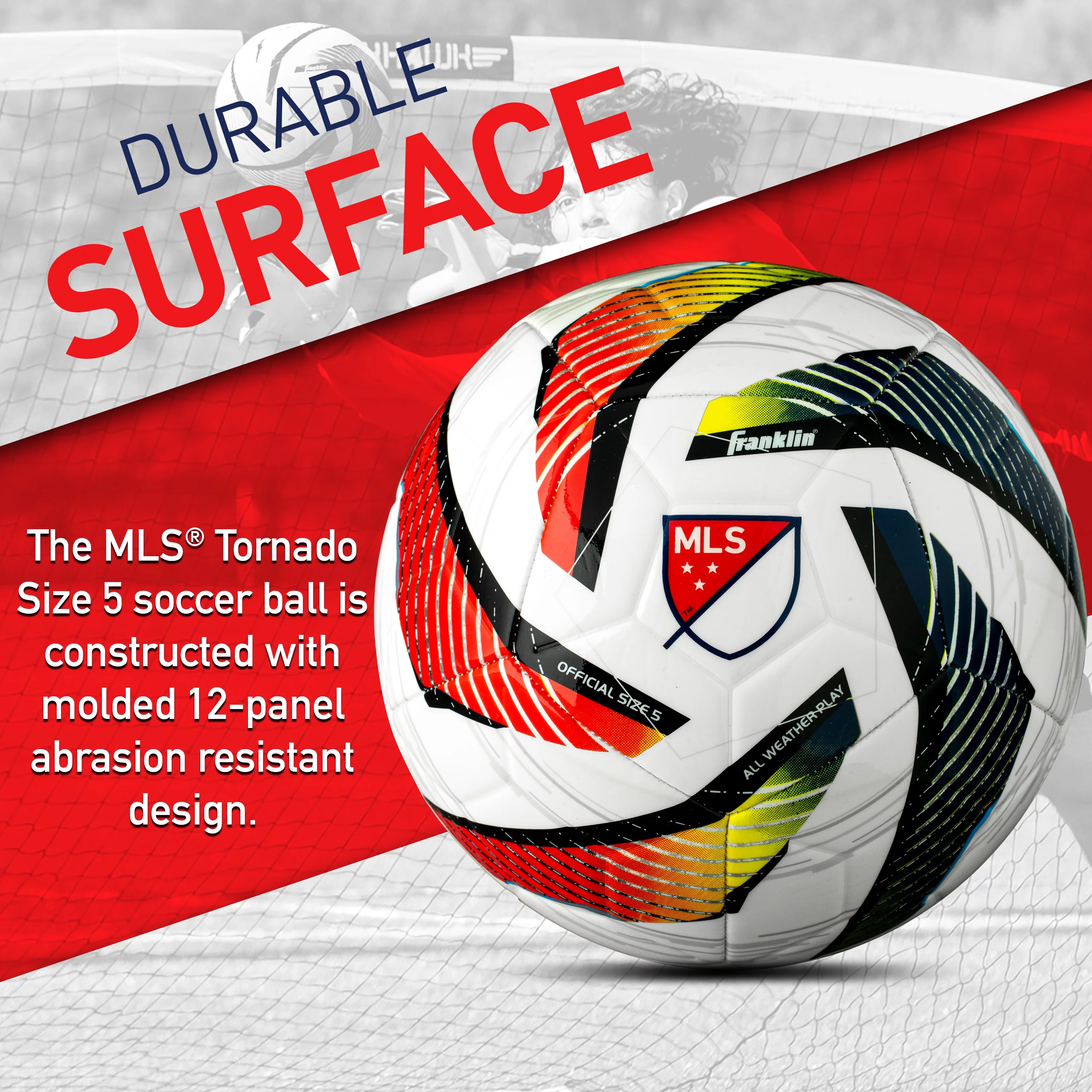 Franklin Sports MLS Tornado Soccer Ball – Size 5 – Multi Color