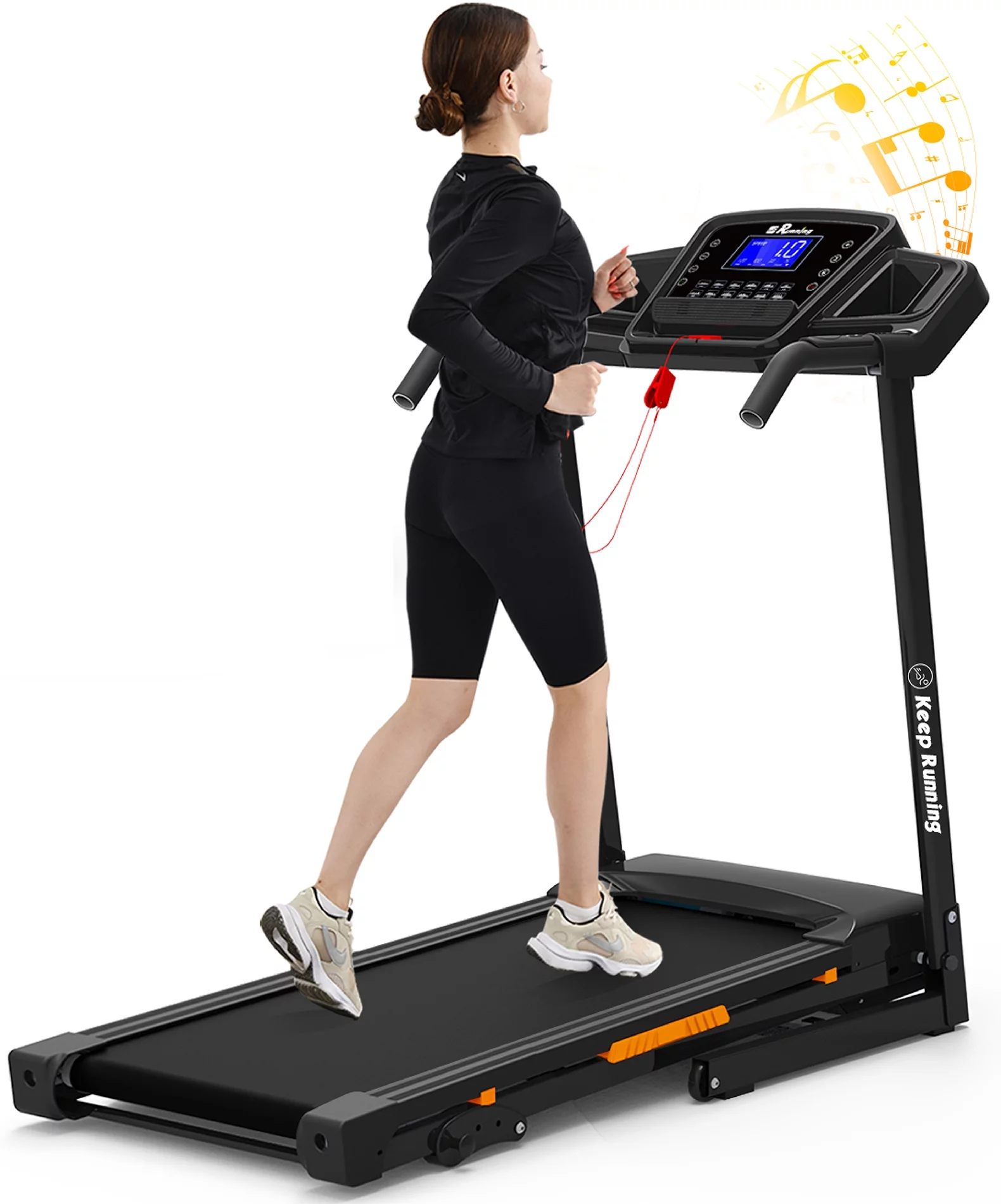 LONGGLE Folding Treadmill with Incline, 3.5 HP Walking Pad with 300 lbs Capacity