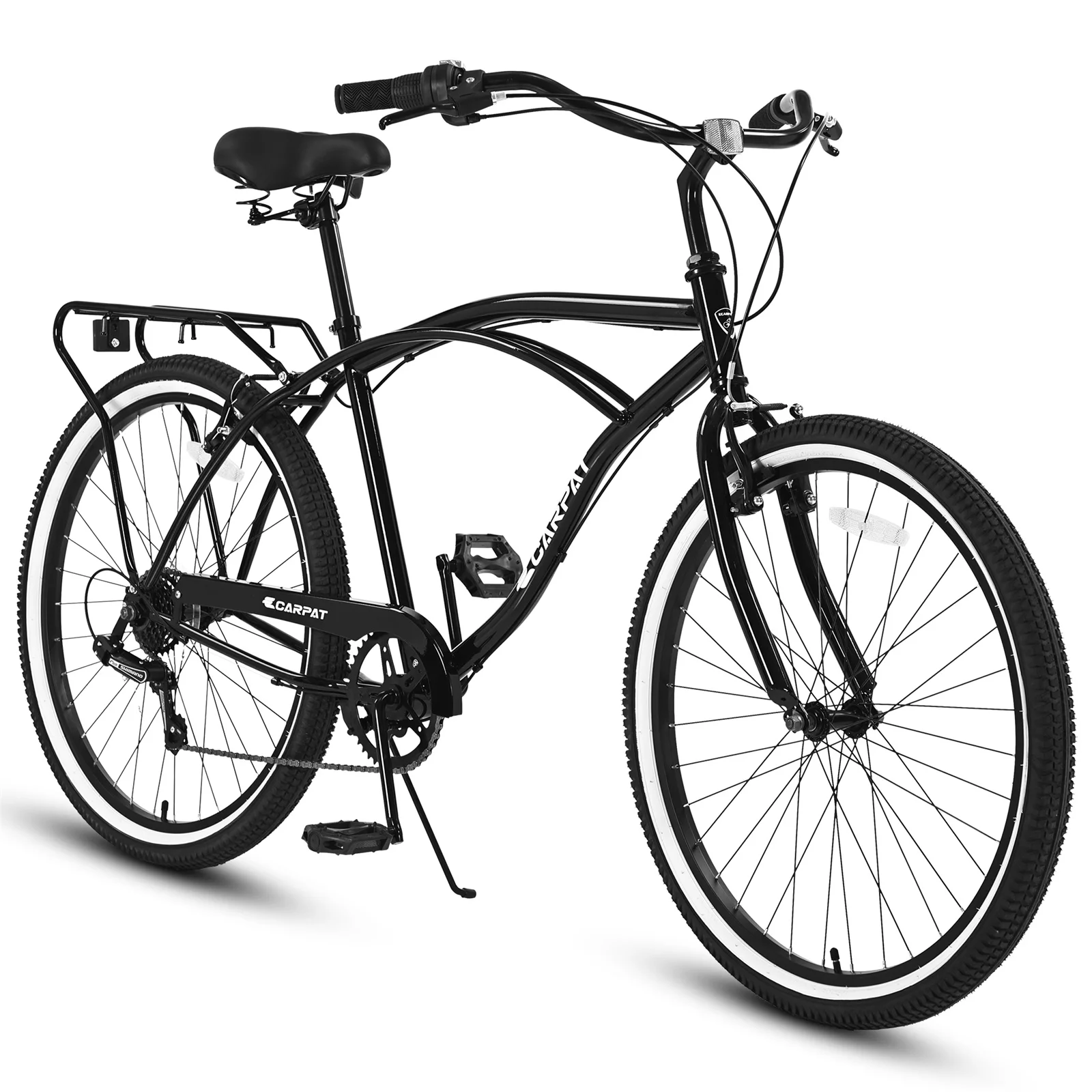 Adult Beach Cruiser Bike, 7 Speed Bicycles 26″ Wheels, Front and Rear Fenders for Men and Women