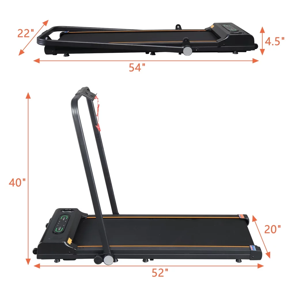 Folding Treadmill, Under Desk Electric Running Machine with LED Display and Wireless Remote Control Space Saving Freestanding Treadmill for Home Gym Small Space Running