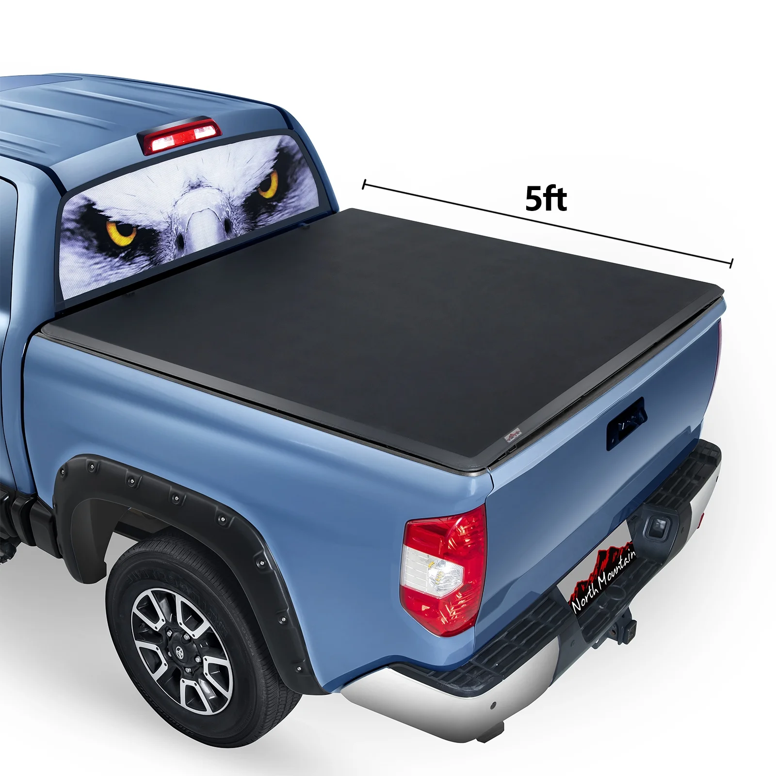 North Mountain 5ft Soft Tri Fold Truck Tonneau Cover, Fits for 2016 – 2023 Toyota Tacoma 5ft (59.8″-60.5″)Fleetside/Styleside Truck Bed, not for Flareside/Stepside Bed.