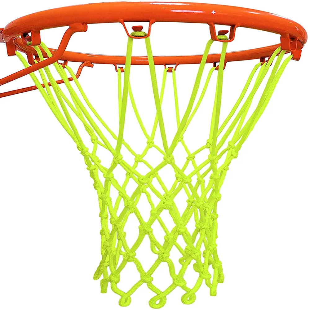 SUGARDAY Glow Basketball Net Outdoor Indoor Heavy Duty Basketball Nets All Weather Anti Whip 12 Loops Green