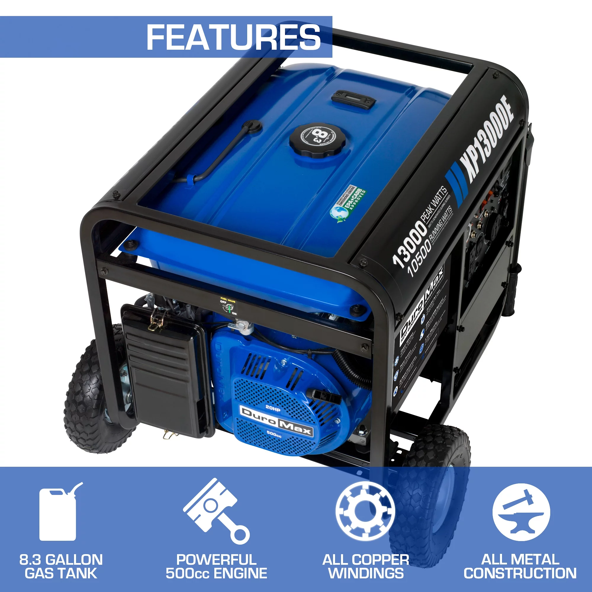 DuroMax XP13000E 13,000 Watt Portable Gas Powered Generator