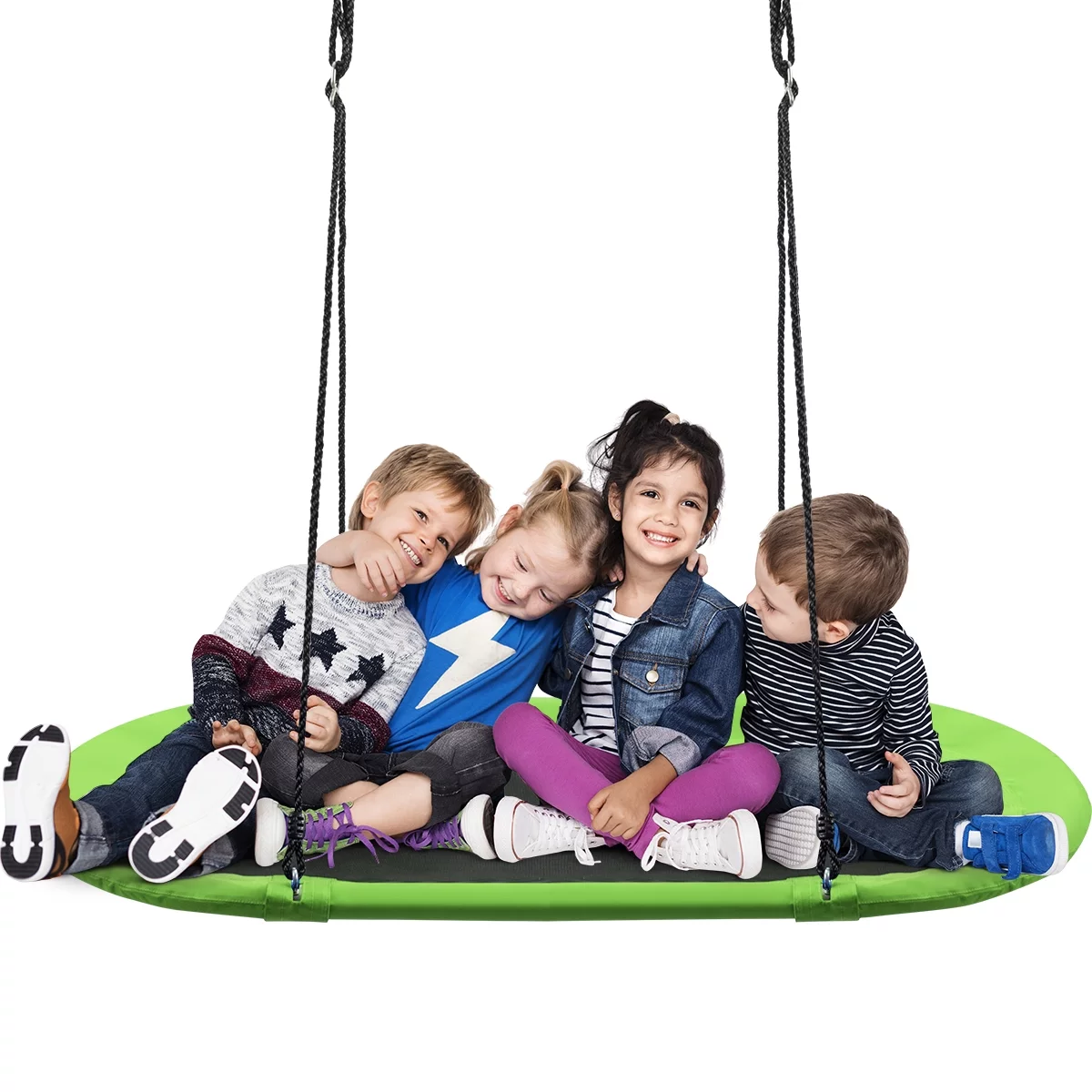 Topbuy 60″ Flying Saucer Tree Swing Set Outdoor Oval Swing Adjustable Hanging Ropes for Kids Green