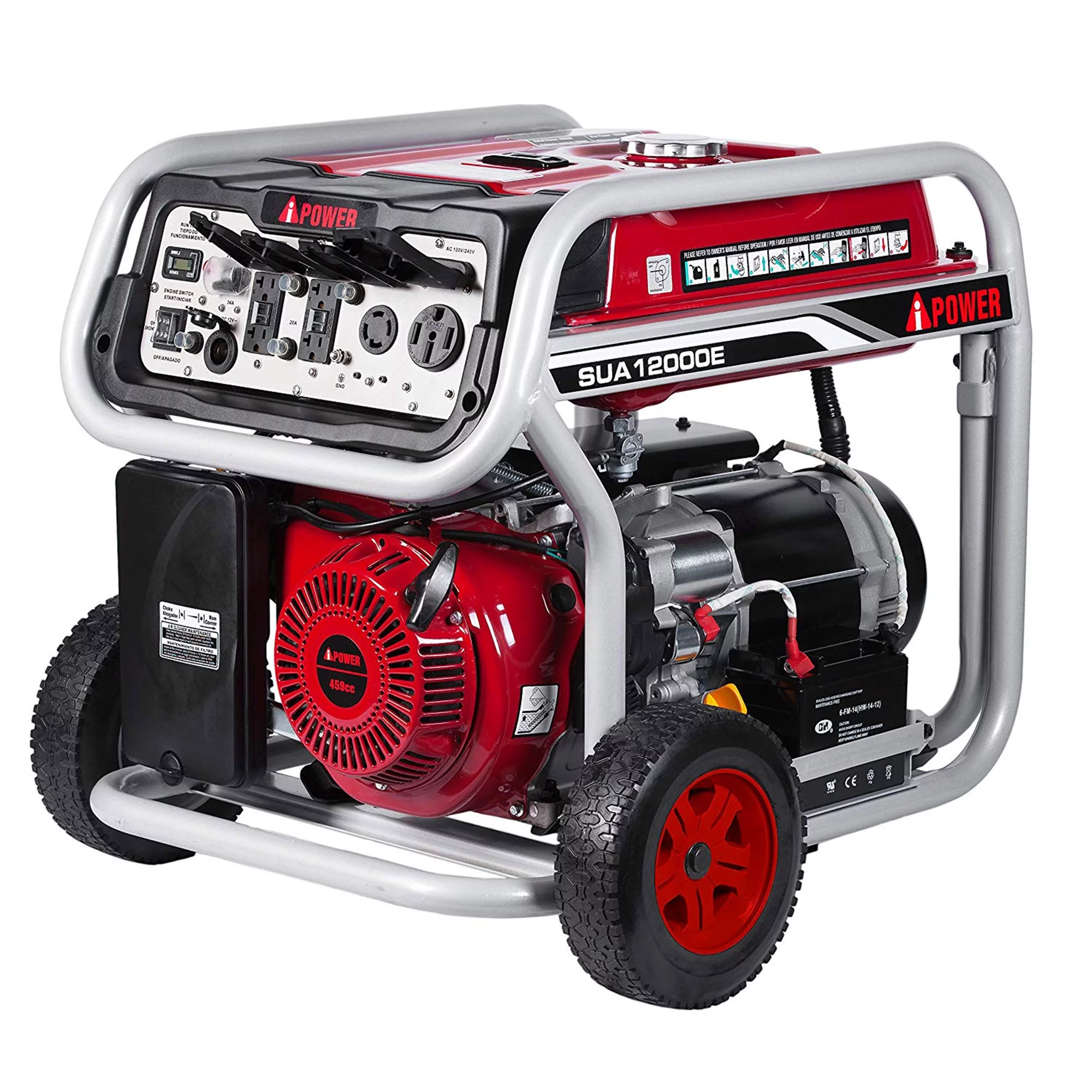 A iPower 12000 Watt Portable Gas Powered Generator w/ Electric Start & Wheel Kit