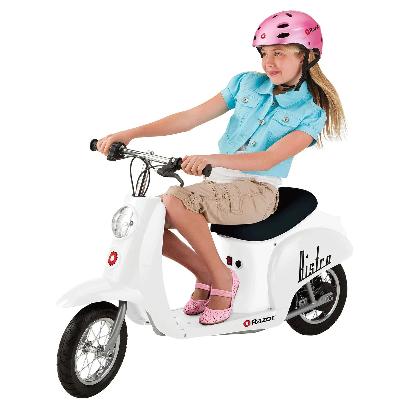 Razor Pocket Mod Electric Scooter – Bistro White, 24V Euro-Style Powered-Ride On, Vintage-Inspired Design, Underseat Hidden Storage, Up to 15 mph, Unisex