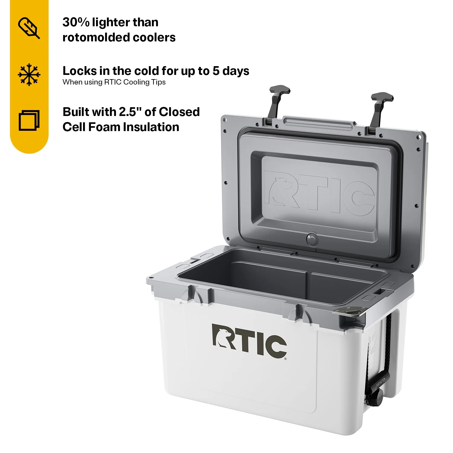 RTIC 32 QT Ultra-Light Hard Cooler Insulated Portable Ice Chest for Beverages, Beach, Camping, Picnic, Fishing, Boat, Barbecue, 30% Lighter Than Rotomolded Coolers, Dark Grey And Cool Grey