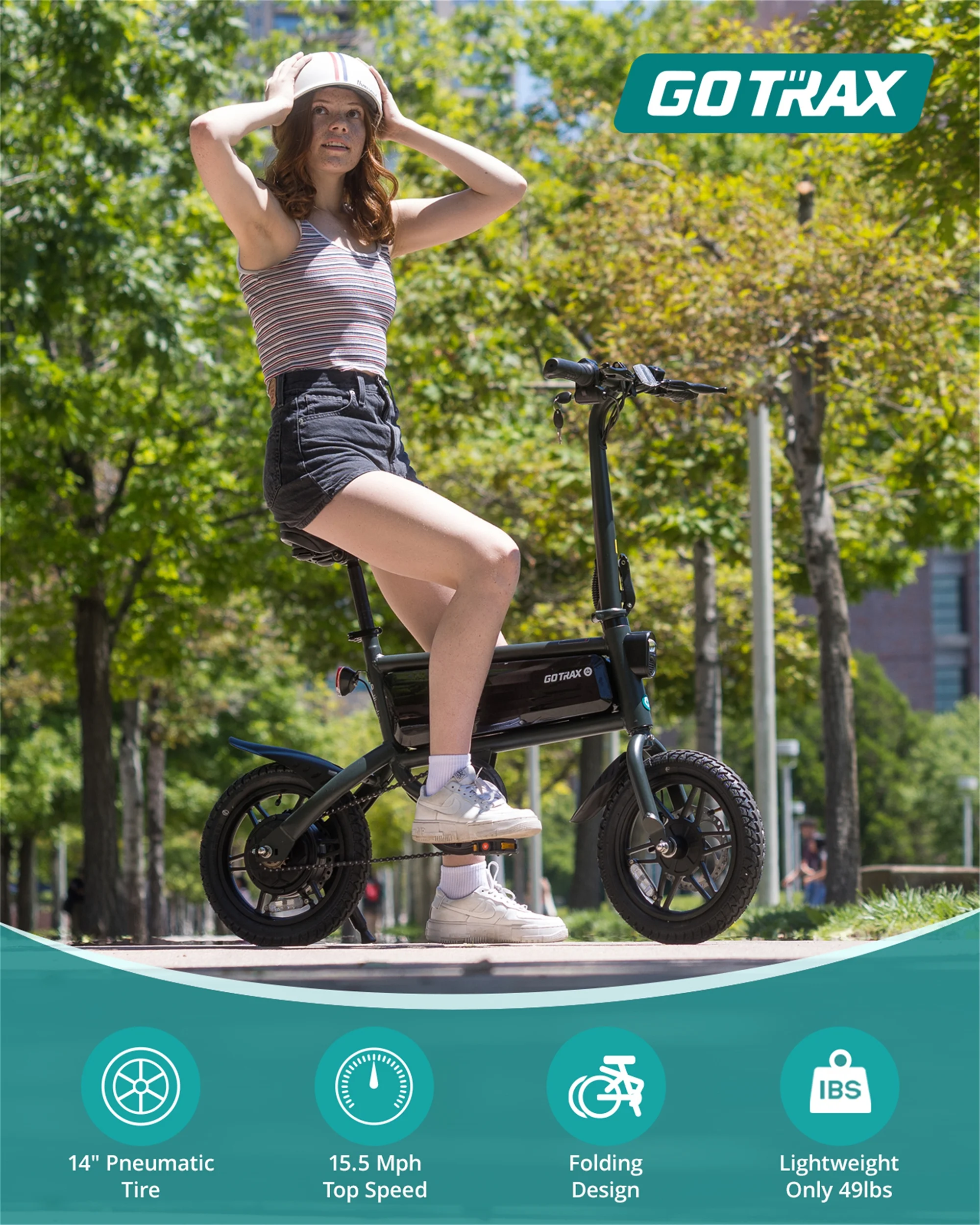 GOTRAX S2 14″ Folding Electric Bike for Adults and Teens, 250W 15.5Mph, 15Miles LED Display Mini E-Bike for Commuting