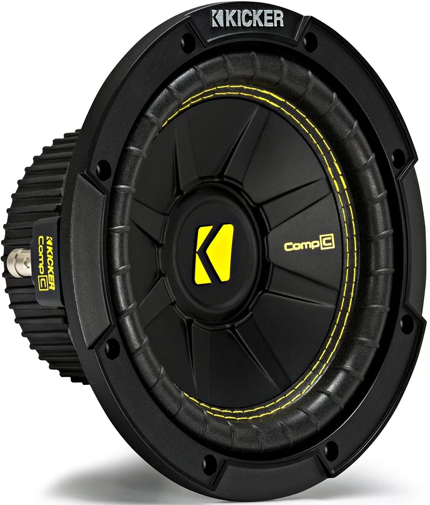 KICKER CompC 8 Inch Dual 4 Ohm SVC 200W RMS Power Car Audio Black Subwoofer