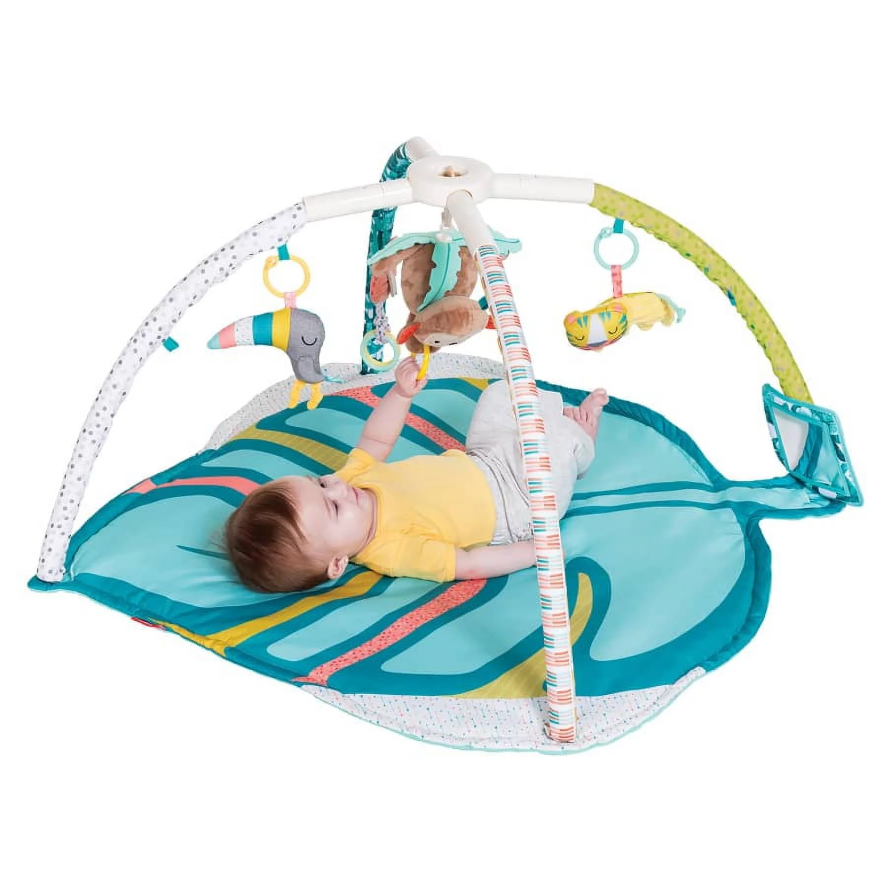 Infantino 4-in-1 Deluxe Twist & Fold Activity Gym & Play Mat, for Babies 0-36 Months, Green Tropical