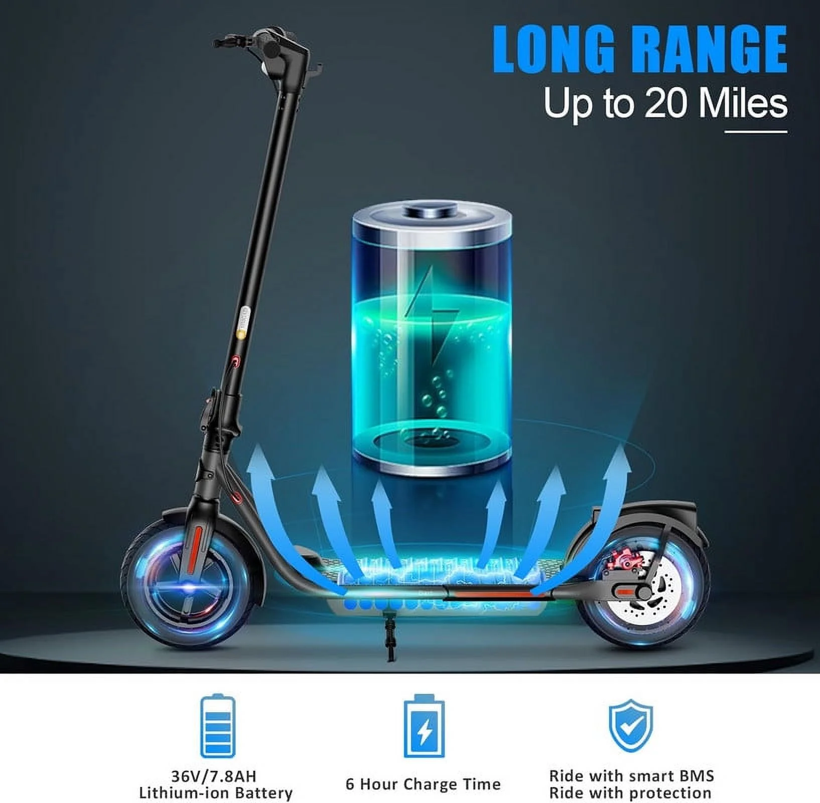 SISIGAD Electric Scooter for Adults, B15 Dart Jr 300W Folding Commuting Kick Scooter with Double Braking System, 8.5″ Solid Tires, 19Mph Speed, 15 Miles Long Range