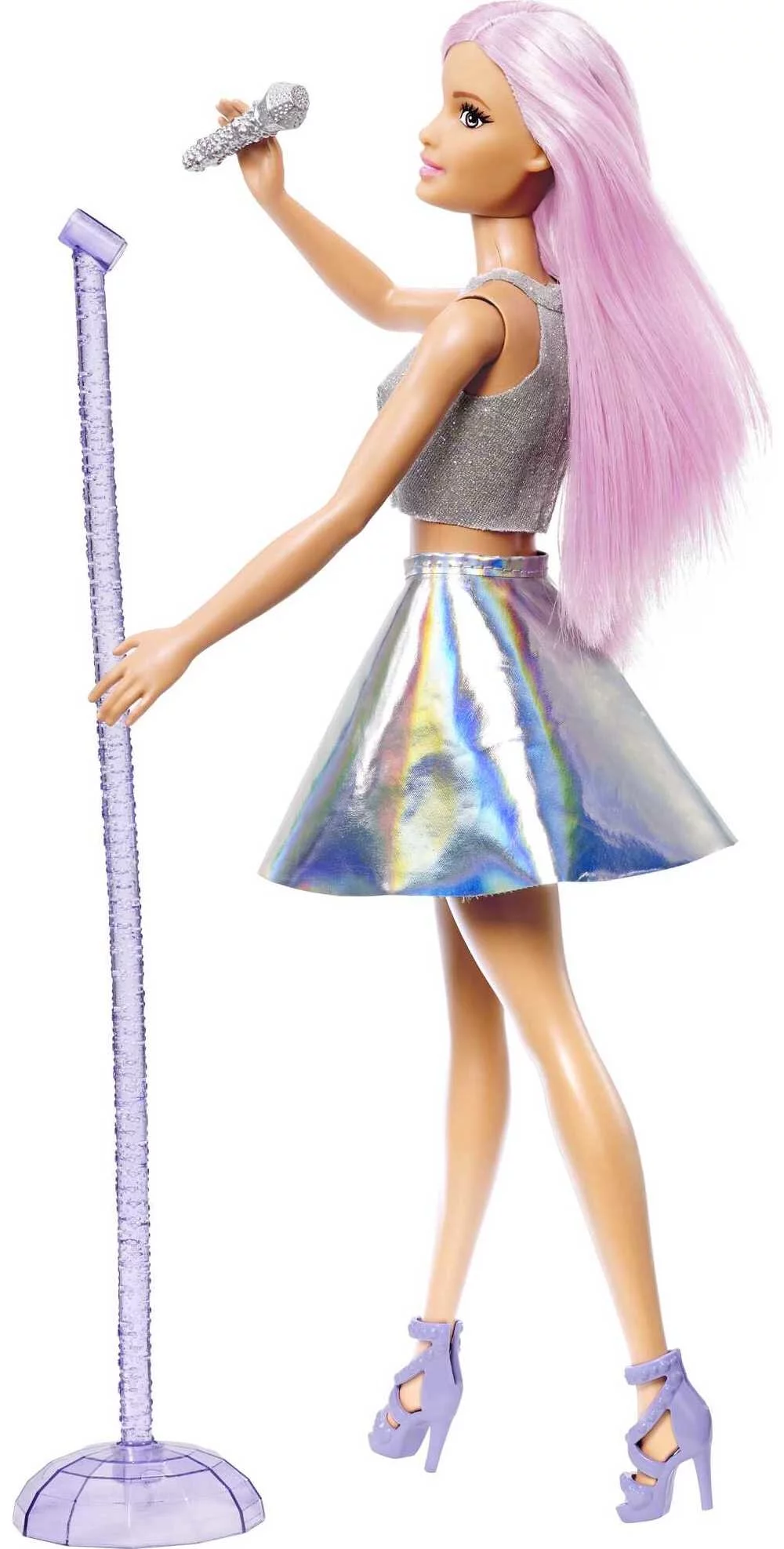 Barbie Pop Star Fashion Doll Dressed in Iridescent Skirt with Pink Hair & Brown Eyes