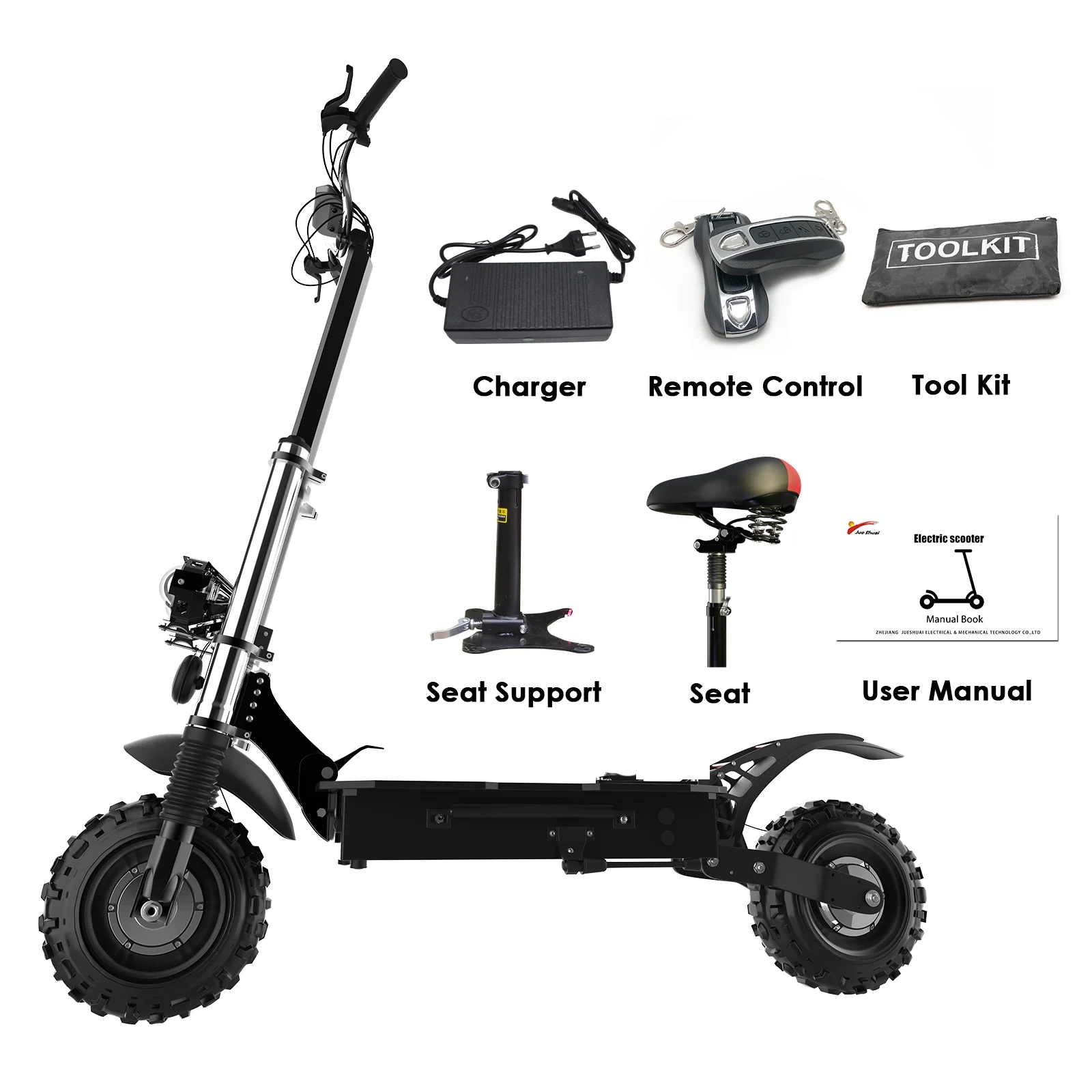 JUEXING T60 Electric Scooter – 5600W Dual Motor, 50 MPH, 11″ off-Road Tires, 440Ibs Load, for Adults