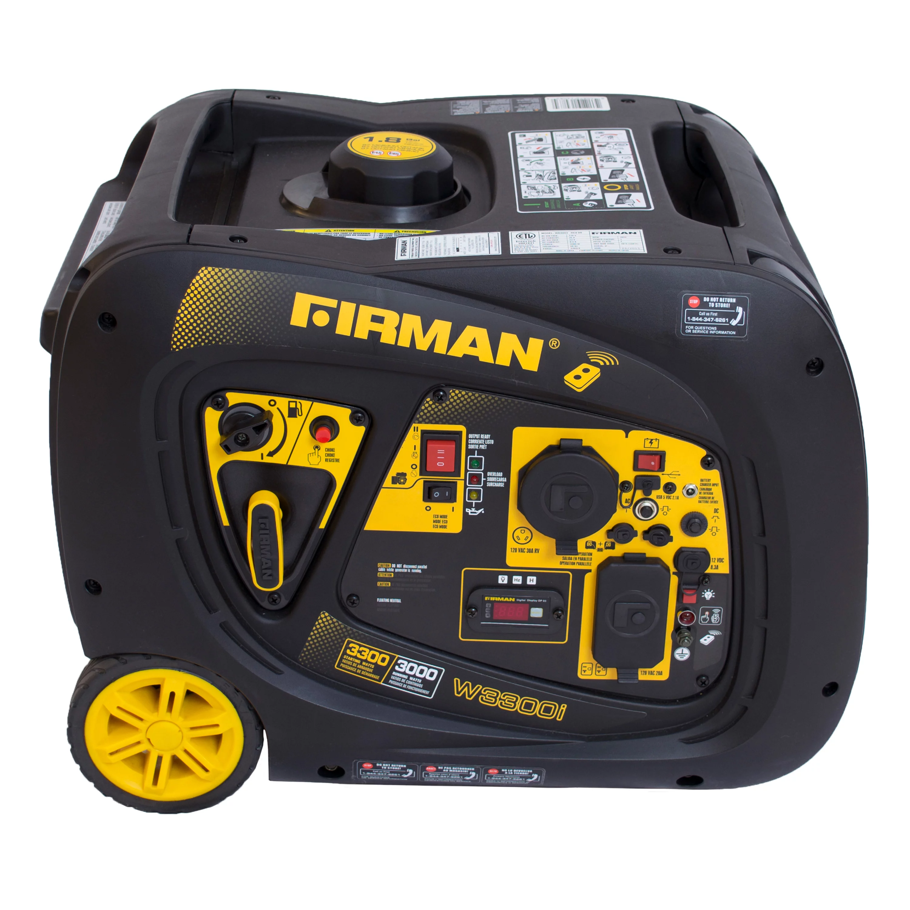 Firman W03083 3300/3000 Watt Gas Remote Start RV Ready Inverter Generator with USB, cETL, CARB