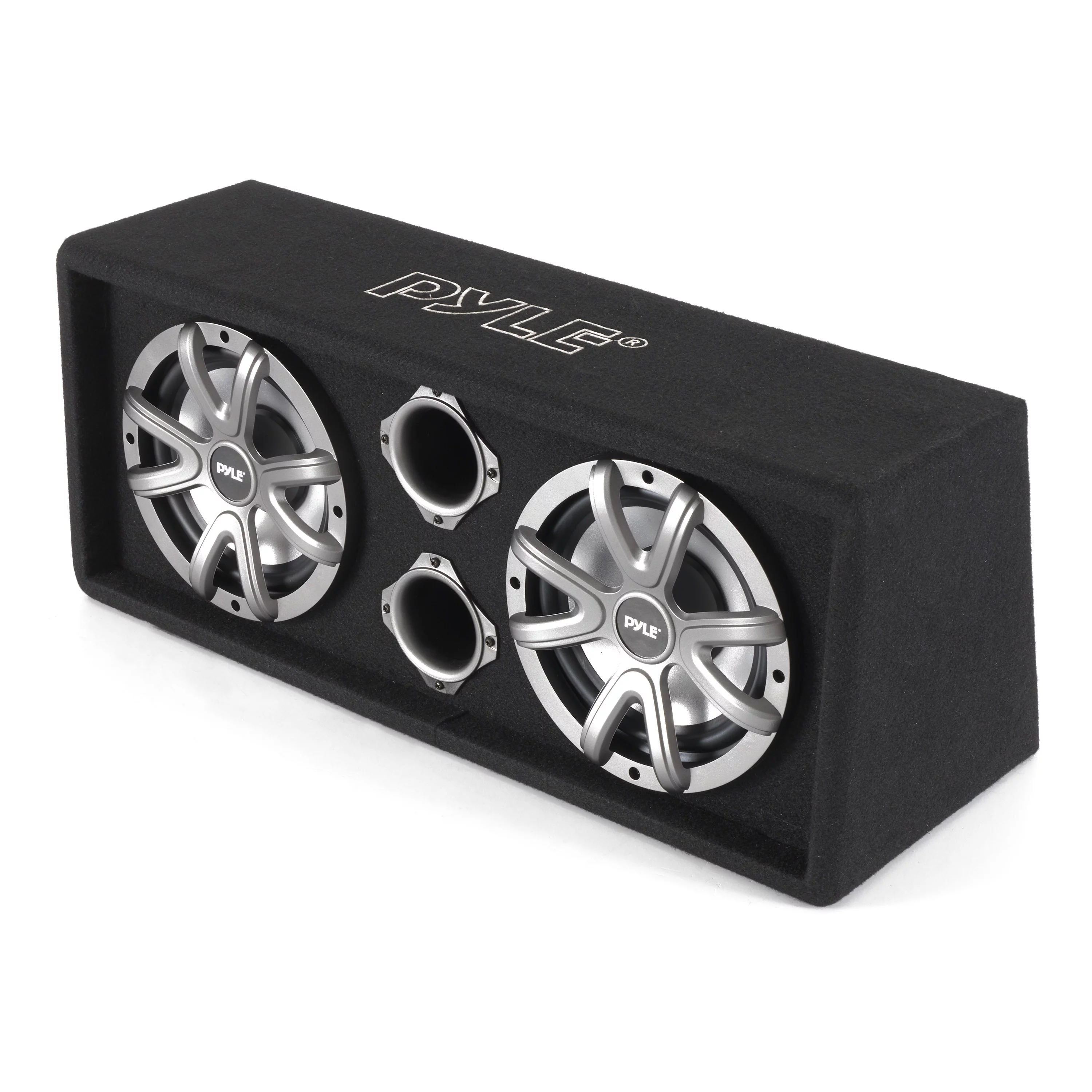 Pyle PLBAS82LE 8 Inch 600 Watt Slim Mount Truck Audio Dual Bass Subwoofer Box System