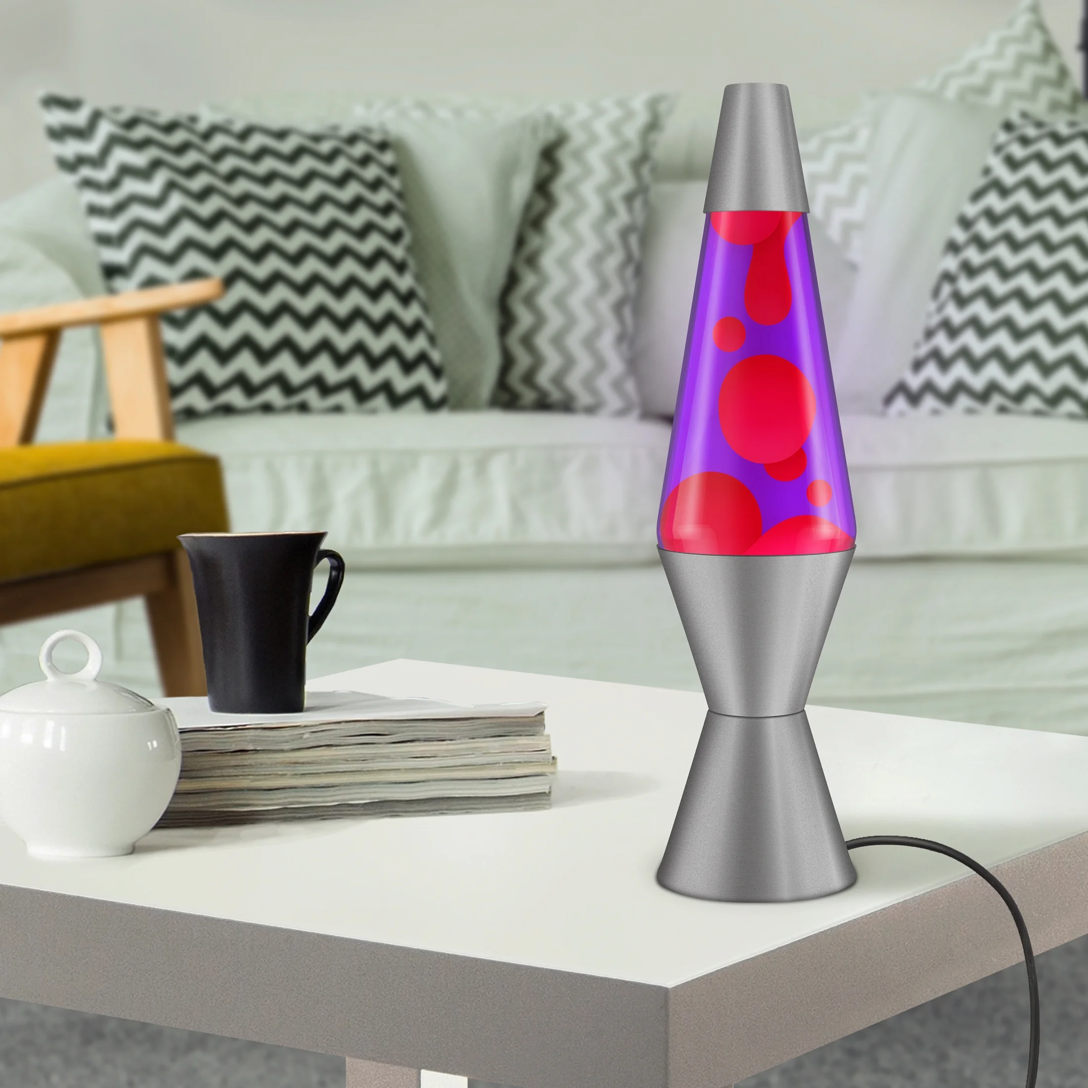 Schylling 14.5″ Original LAVA Lamp, Azure Galaxy – Silver Glitter with Blue Liquid