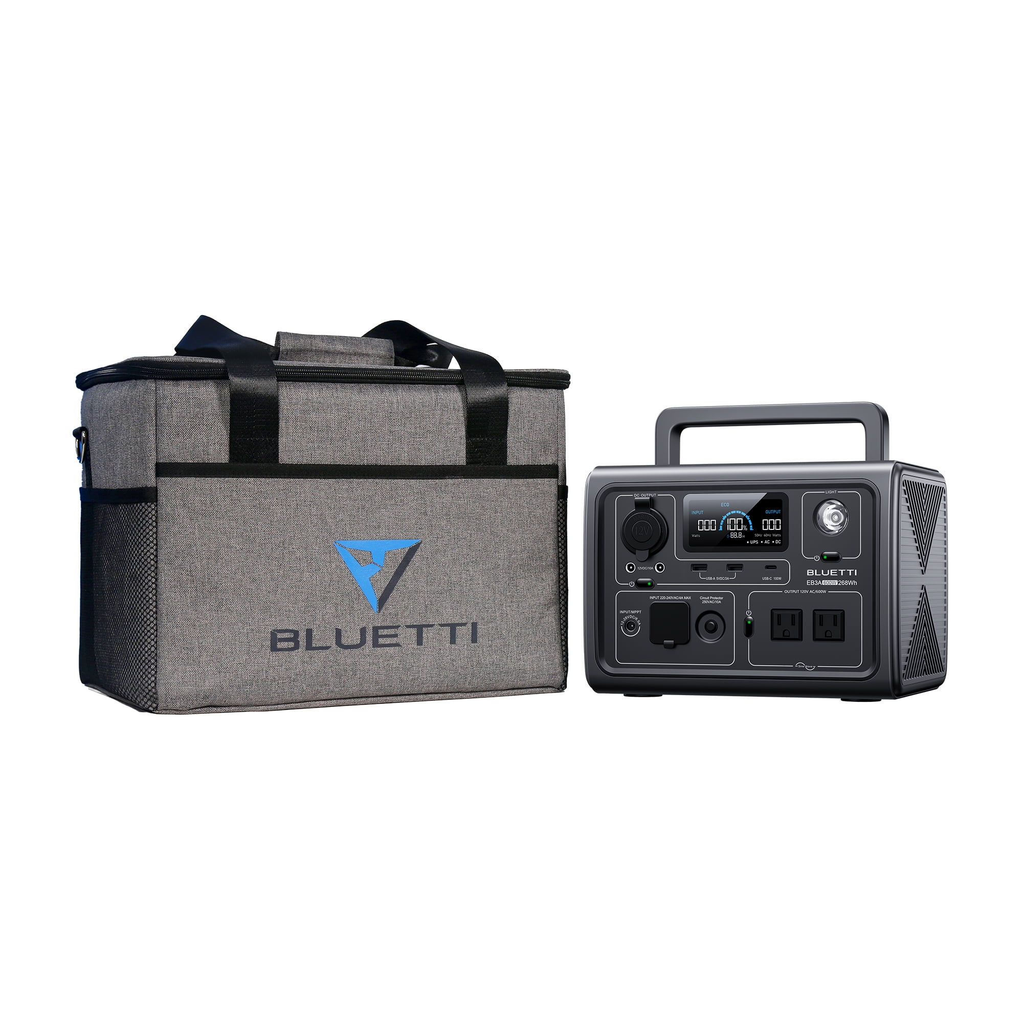 BLUETTI EB3A Portable Generator, W/Carry Bag,600W Solar Generator, 268Wh LiFePO4 Power Station for Camping, Home Use, Emergency