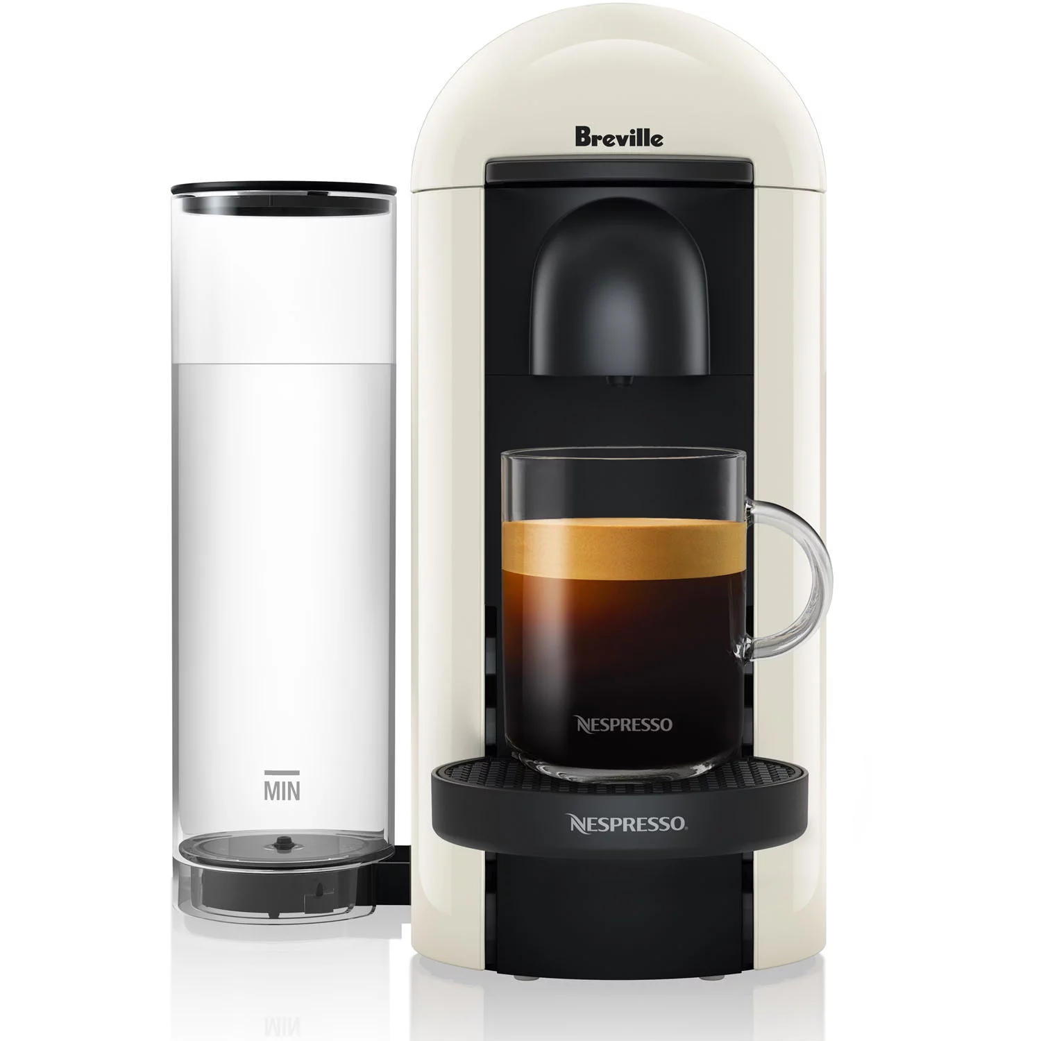 Nespresso VertuoPlus Coffee and Espresso Maker by Breville with Aeroccino Milk Frother, White