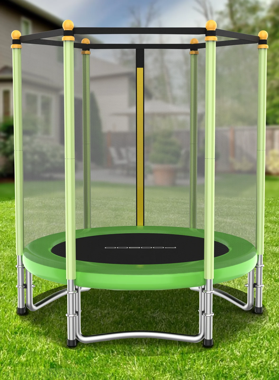 Pooboo 55″ Trampoline for Kids Bouncing Jumping Mat Recreational Trampoline with Safety Enclosure Net Supports up to 380 Pounds