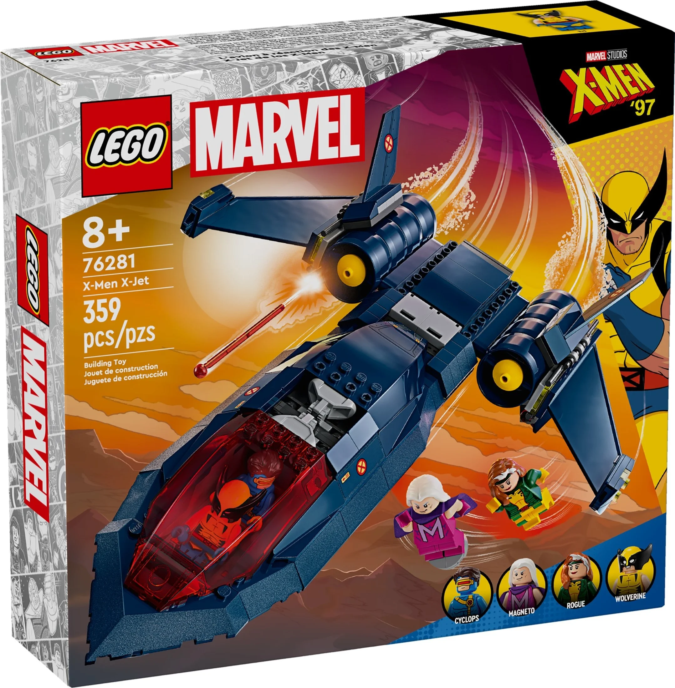 LEGO Marvel X-Men X-Jet Toy Plane Model Building Kit, Disney Plus Inspired X-Men Building Toy for Kids with 4 Marvel Minifigures, Gift for Marvel Fans, Boys and Girls Ages 8 and Up, 76281