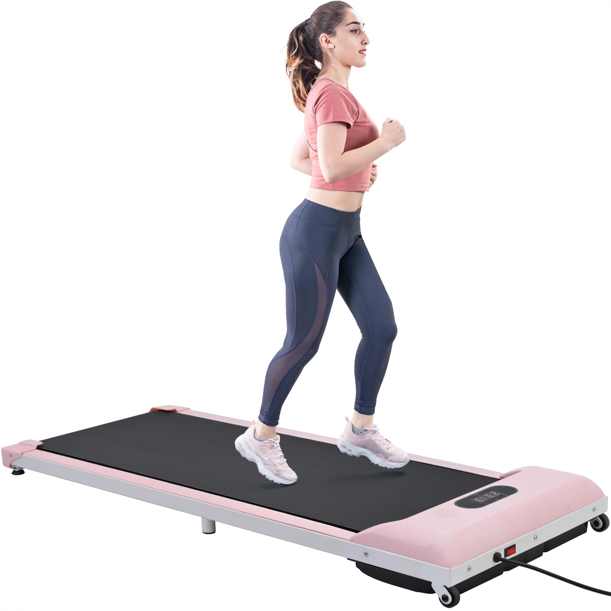 Clearance! 2.5HP Desk Treadmill, 2 in 1 Under Desk with Bluetooth APP and speaker, Remote Control, Display, Walking Jogging Running Machine Fitness Equipment for Home Gym Office, 260lbs, Pink