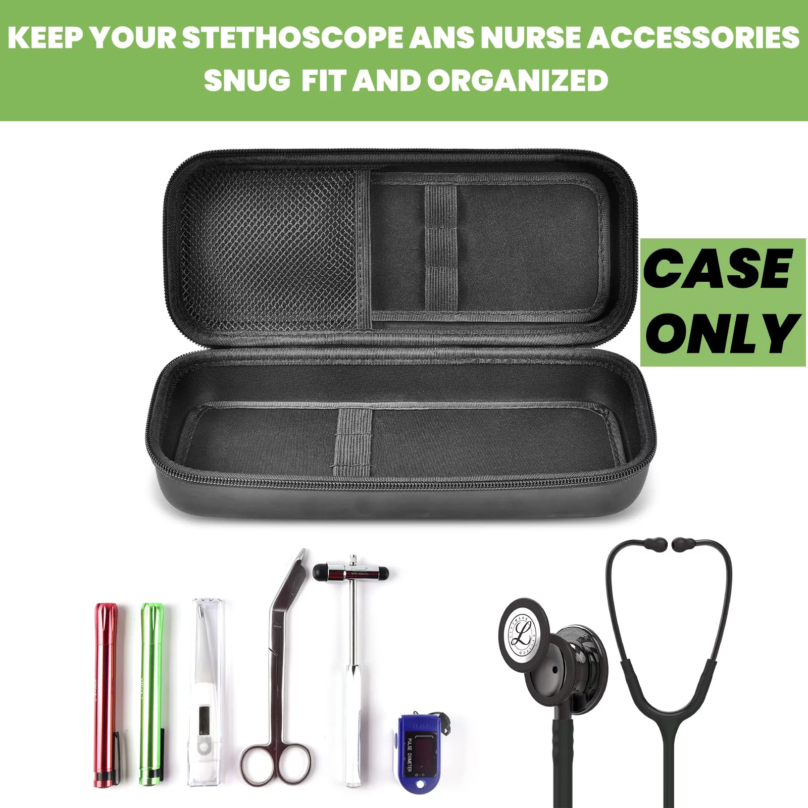 Stethoscopes Case for 3M Littmann Classic III/Lightweight II/Cardiology IV Stethoscope, Black-Box Only