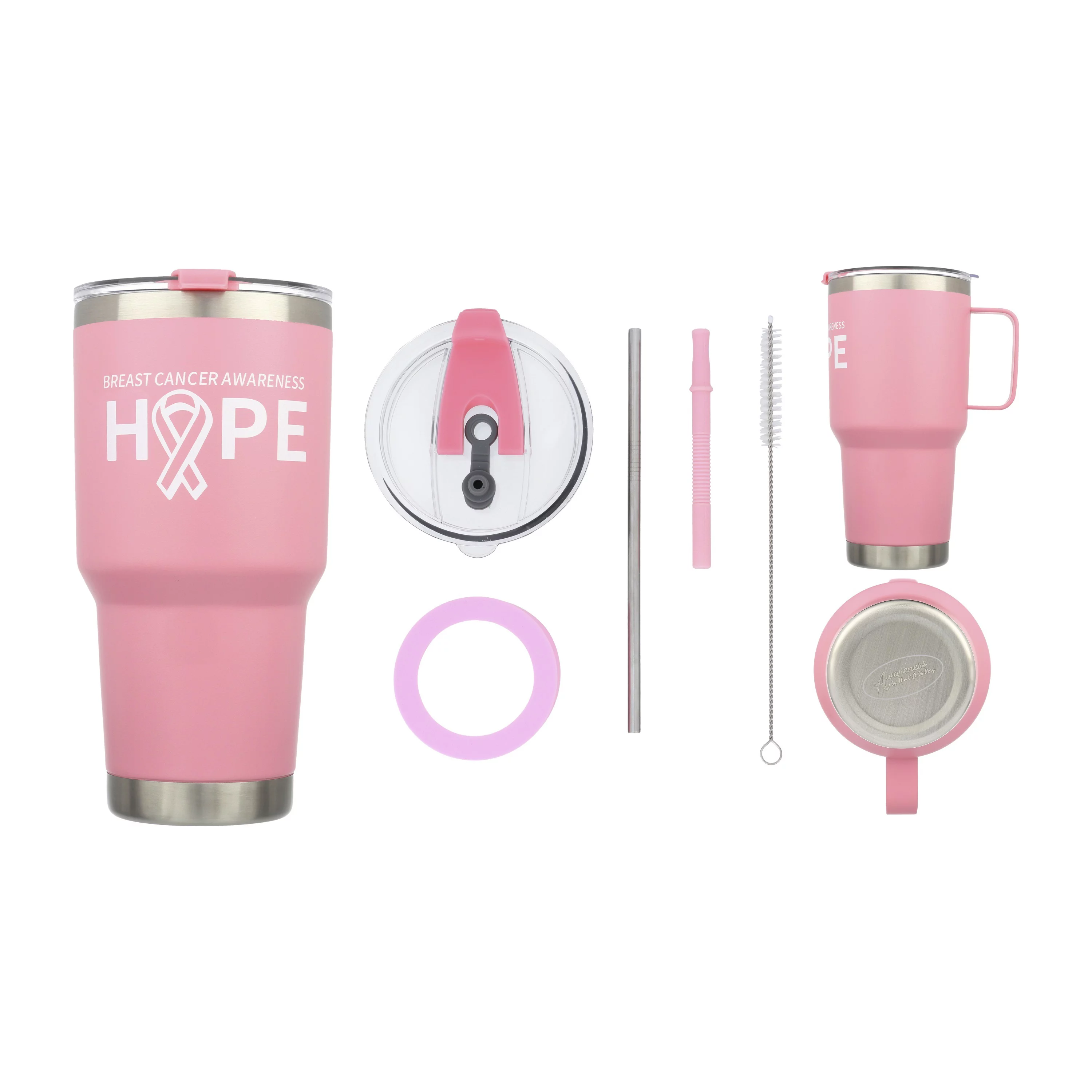 Breast Cancer Gifts, Breast Cancer 30 oz Stainless Steel Double Wall Vacuum Insulated Travel Mug, Tumbler with Handle and Accessories, Wrong Girl, Pink, Awareness by The Gift Gallery