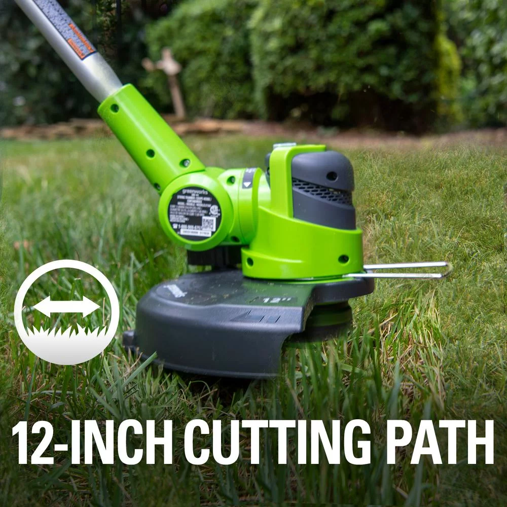 Greenworks 24V 12″ Cordless String Trimmer/Edger with 2.0 Ah USB Battery & Charger 2117902AZVT