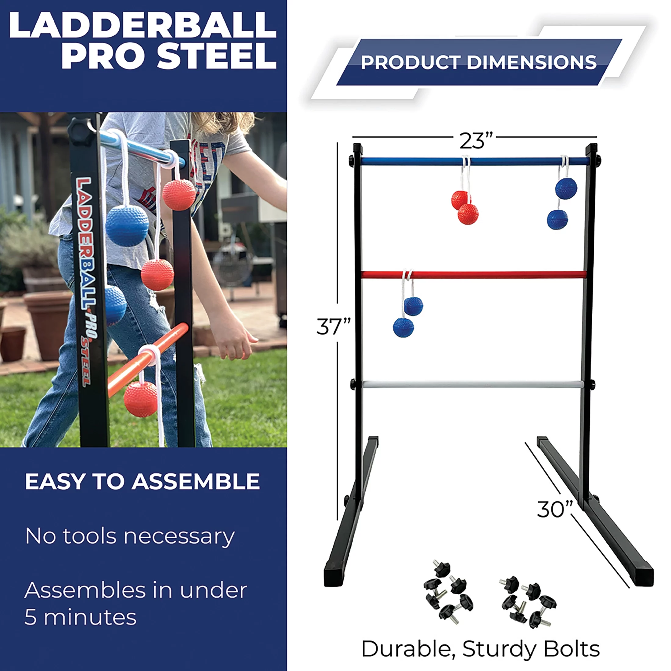 Front Porch Classics | Maranda Enterprises Ladderball Pro Steel, Black, Blue, Red, White