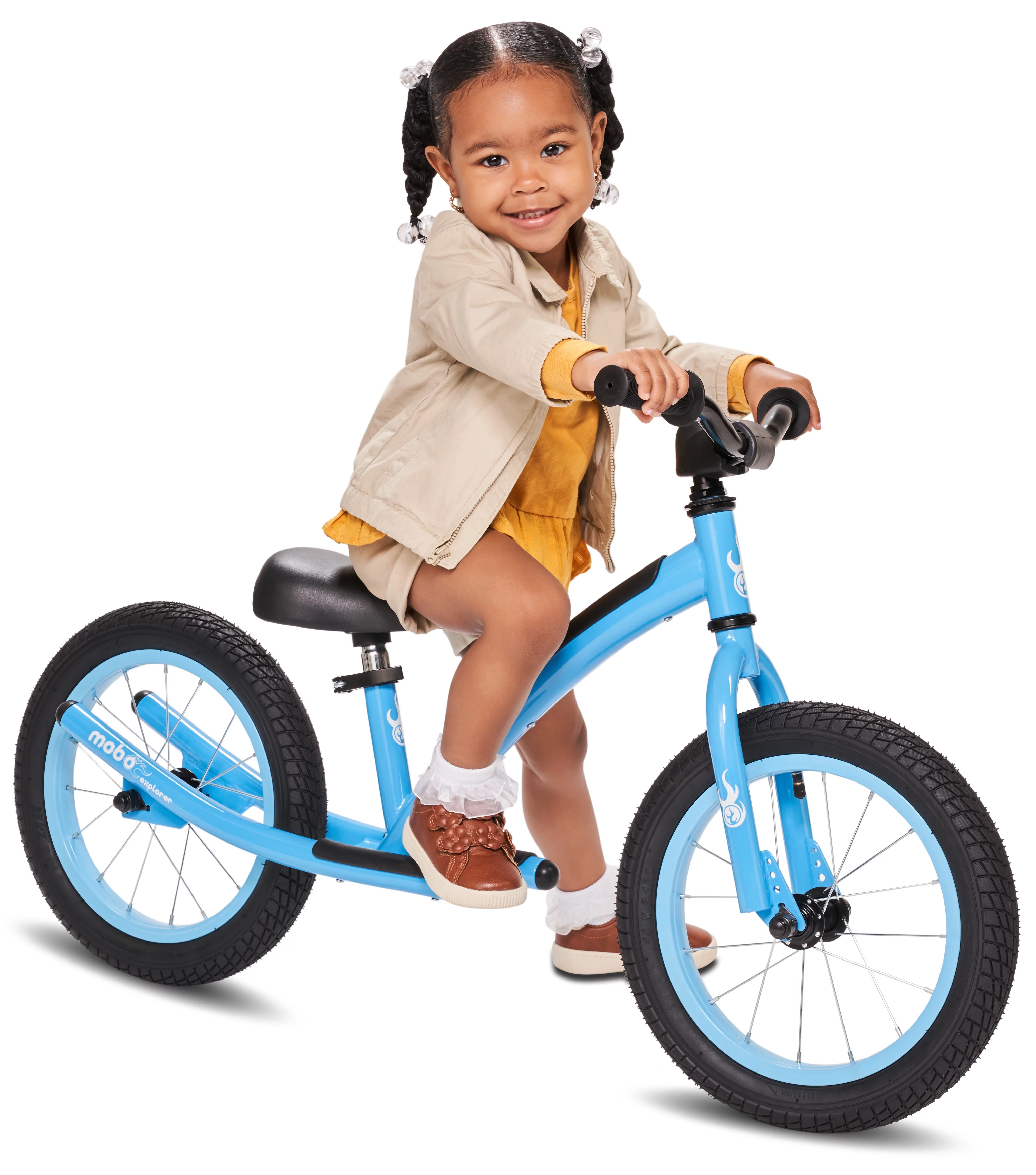 Mobo Explorer X Padded Balance Bike. Kids No-Pedal Bicycle, 14?? Wheels, Blue