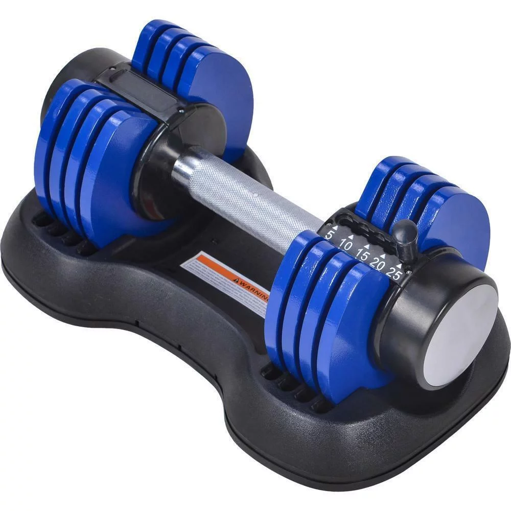 HLAiLL Adjustable Dumbbell 25 lbs with Fast Automatic Adjustable and Weight Plate for Body Workout Home Gym, blue, Note: Single( 10 Sets)